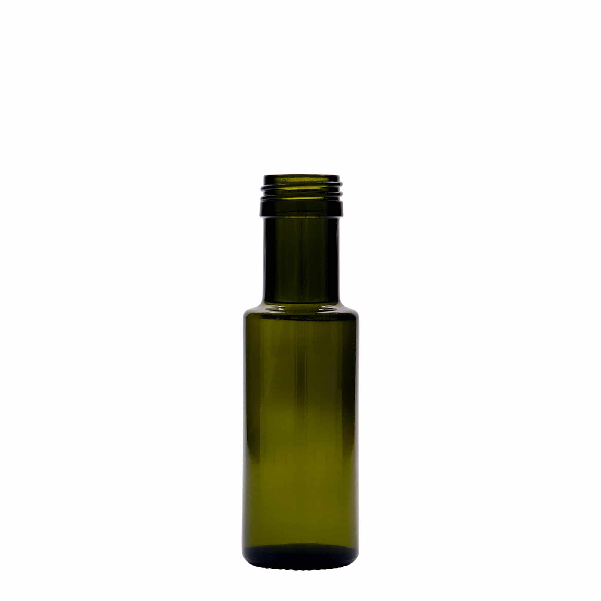 100 ml üvegpalack 'Dorica', antikzöld, nyak: PP 31,5