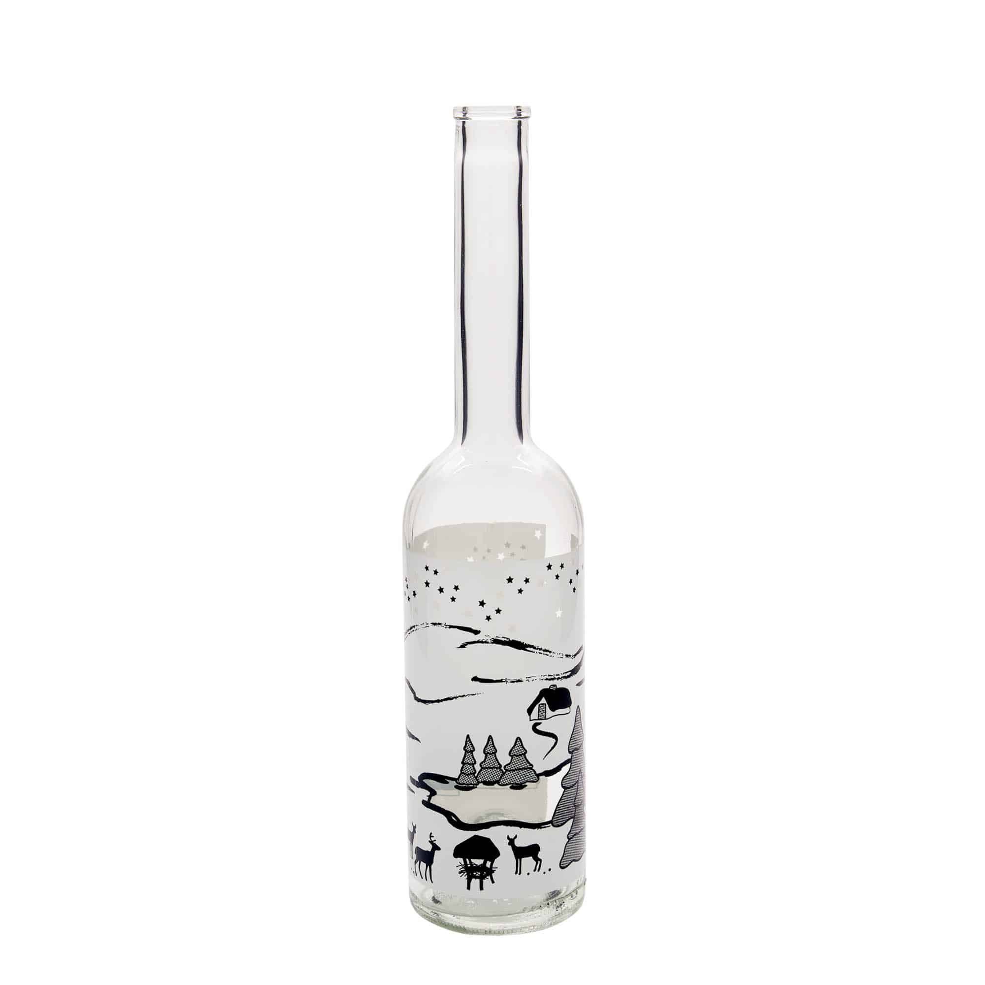 500 ml-es üvegpalack 'Opera', motívum: Téli álom Bianco, szájnyílás: parafadugó 500 ml-es üvegpalack 'Opera', motívum: Téli álom Bianco, szájnyílás: parafadugó