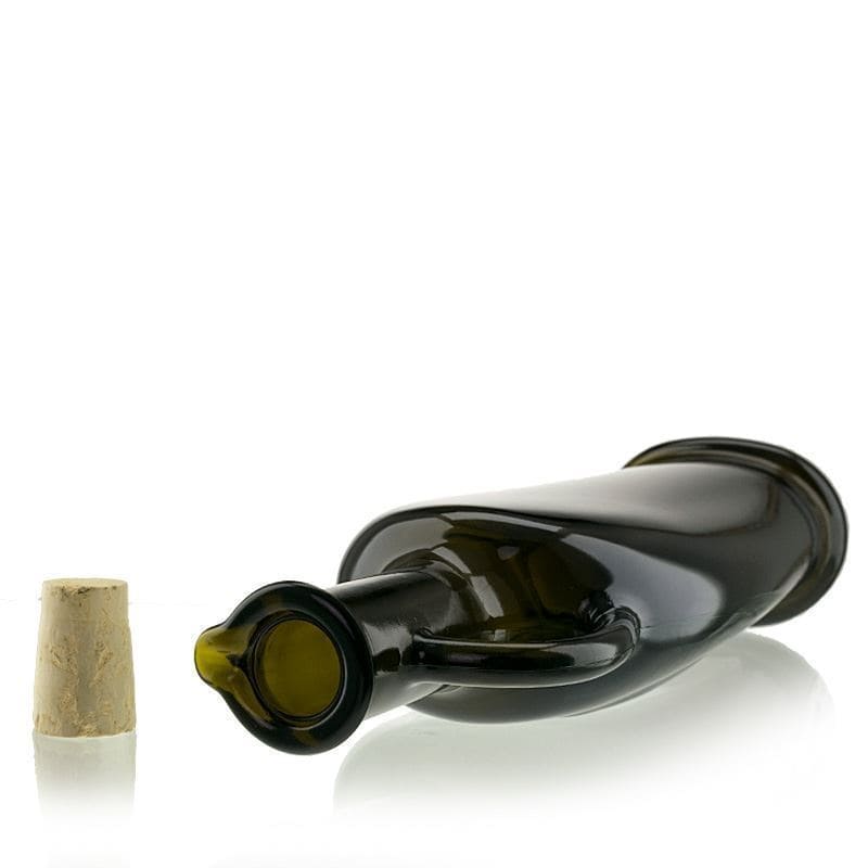500 ml üvegpalack 'Eleganta', ovális, antikzöld, nyílás: parafa
