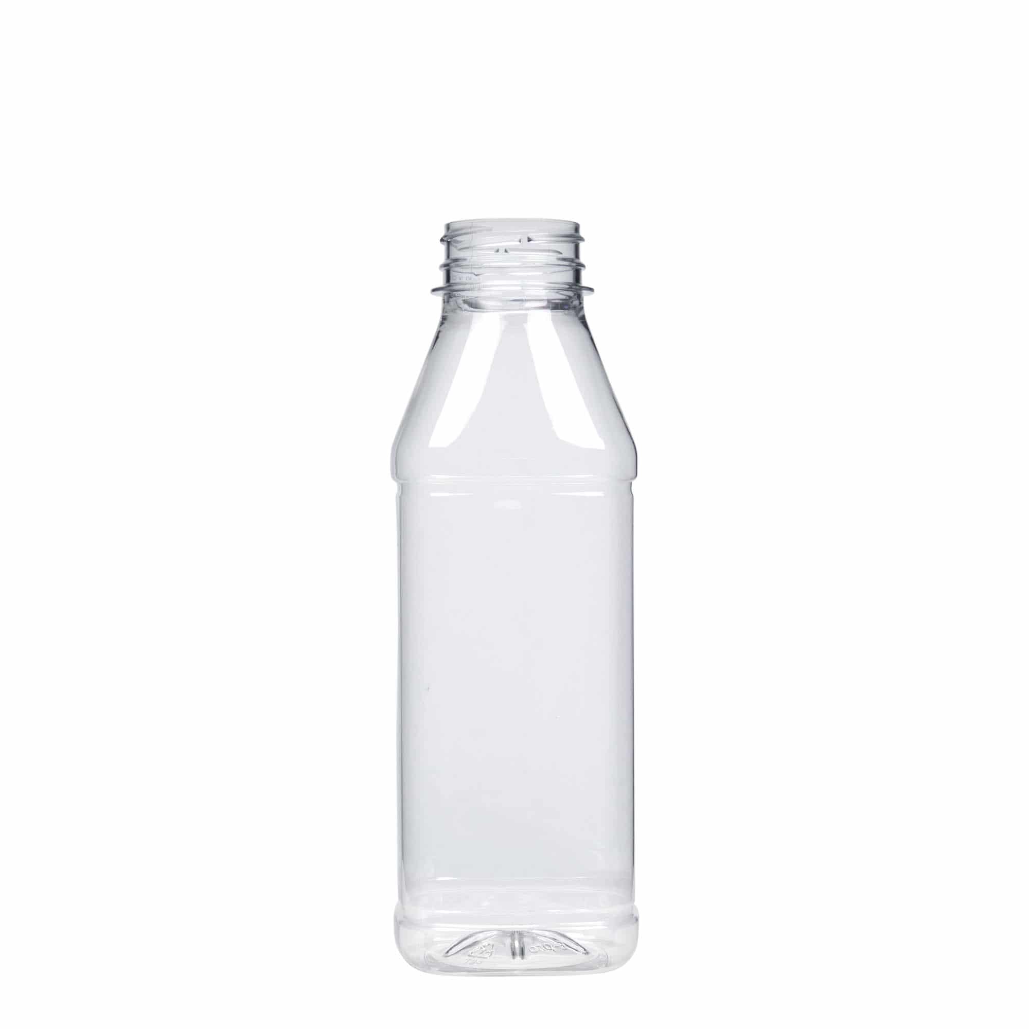 500 ml PET-palack 'Milk and Juice Carré', négyzet alakú, műanyag, nyílás: 38 mm