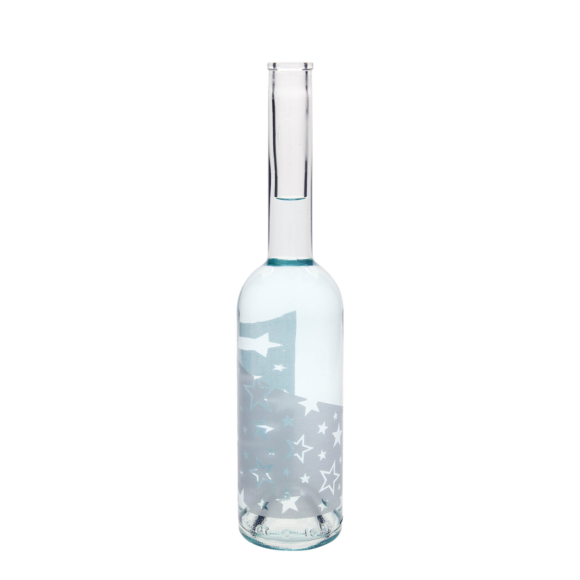 500 ml üvegpalack 'Opera', motívum: ezüstcsillagok, nyílás: parafa