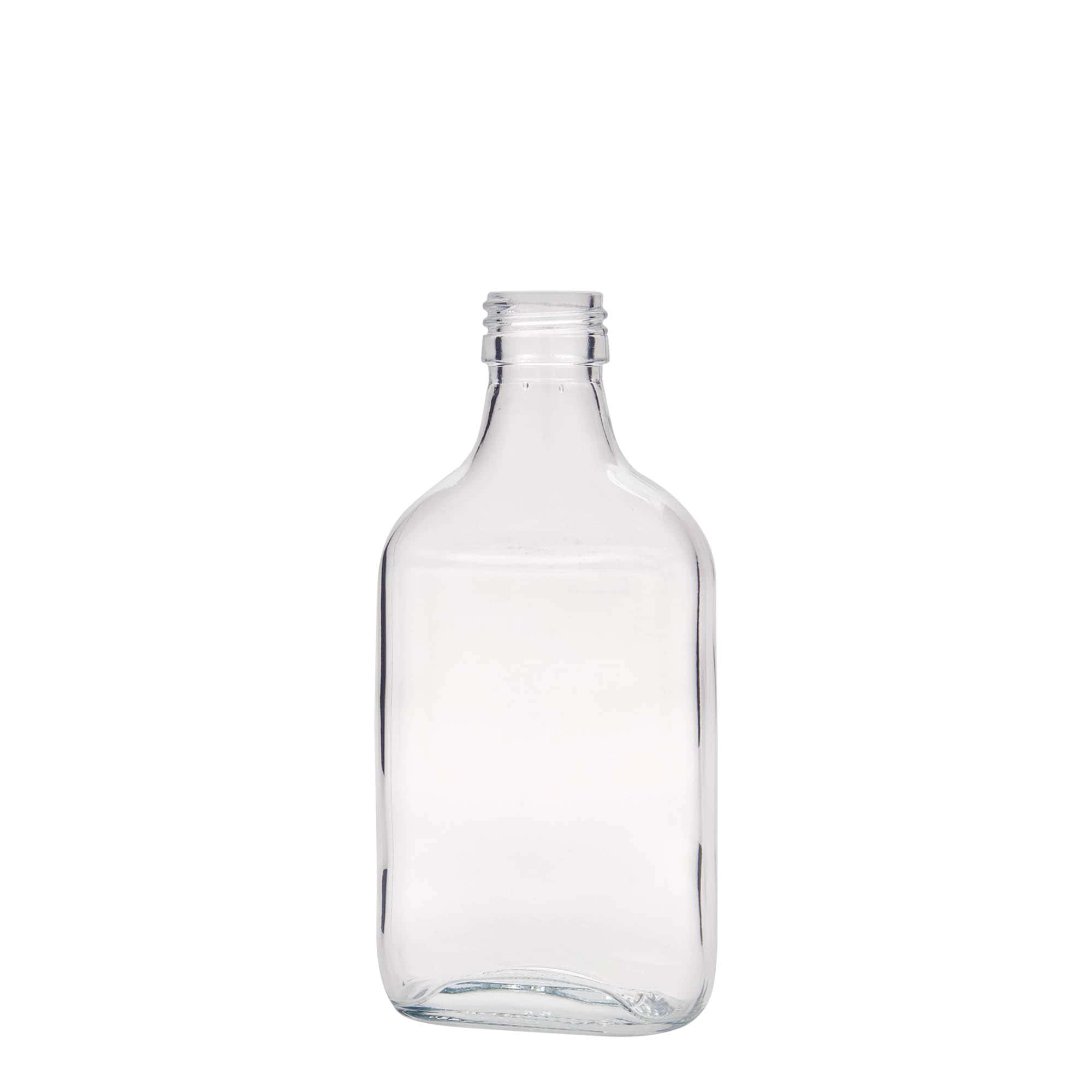 200 ml zsebes üveg, téglalap alakú, üveg, nyílás: PP 28