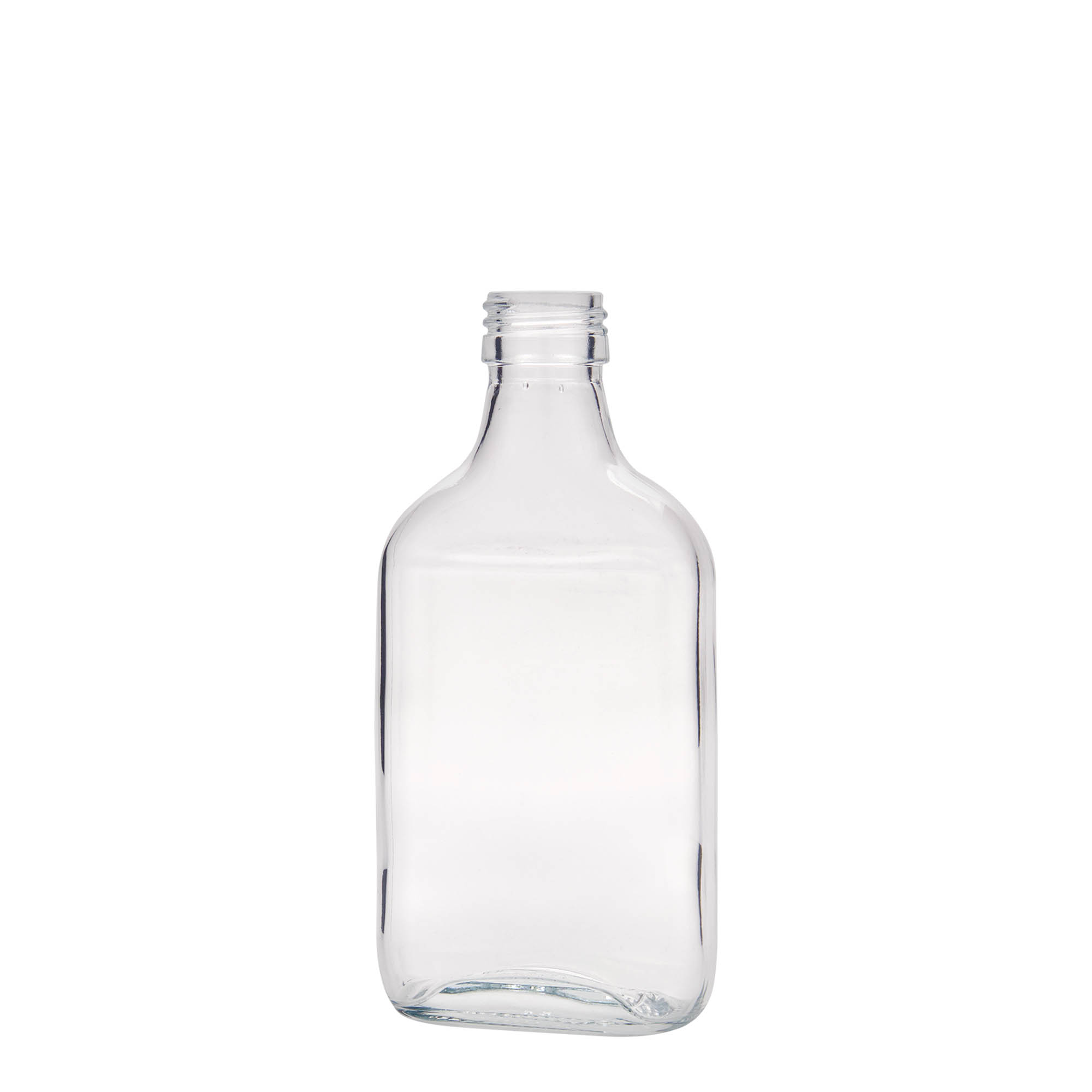 200 ml zsebes üveg, téglalap alakú, üveg, nyílás: PP 28