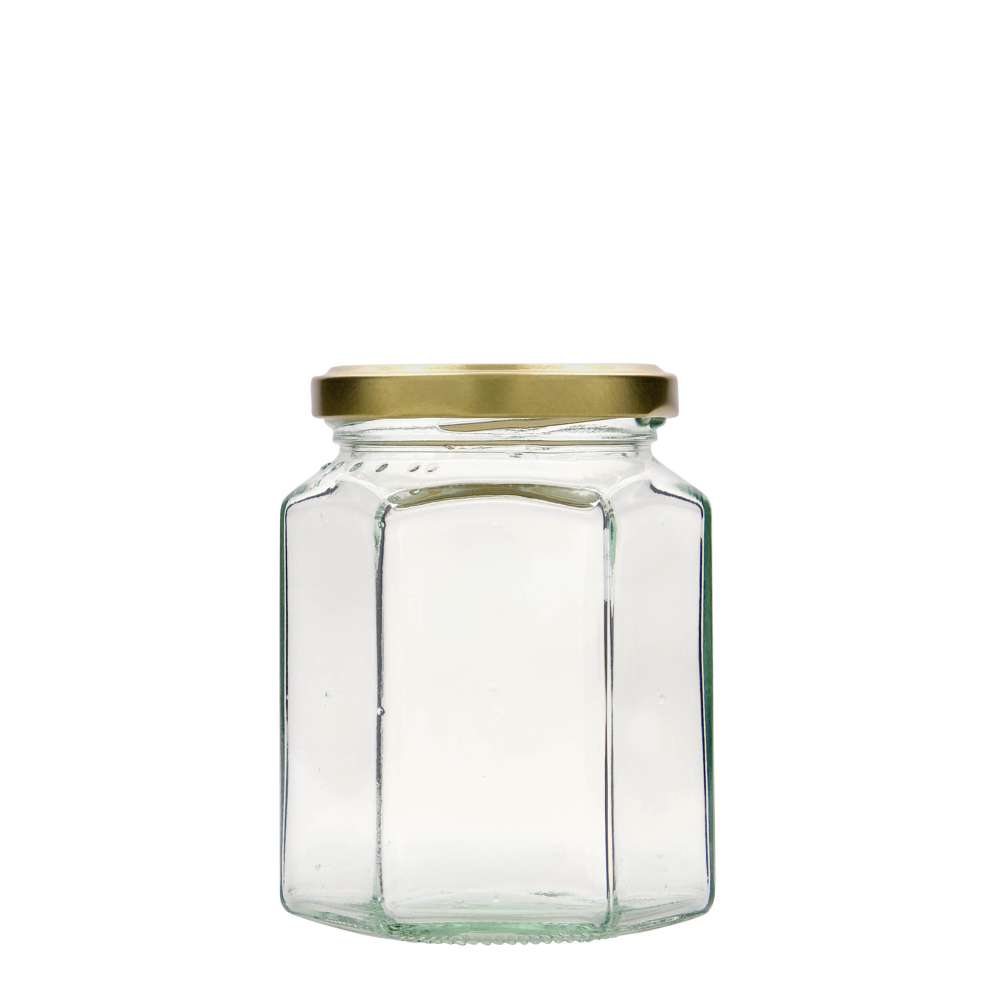 288 ml hatszögletű üveg, nyílás: csavaros zár (TO 63) 288 ml hatszögletű üveg, nyílás: csavaros zár (TO 63)