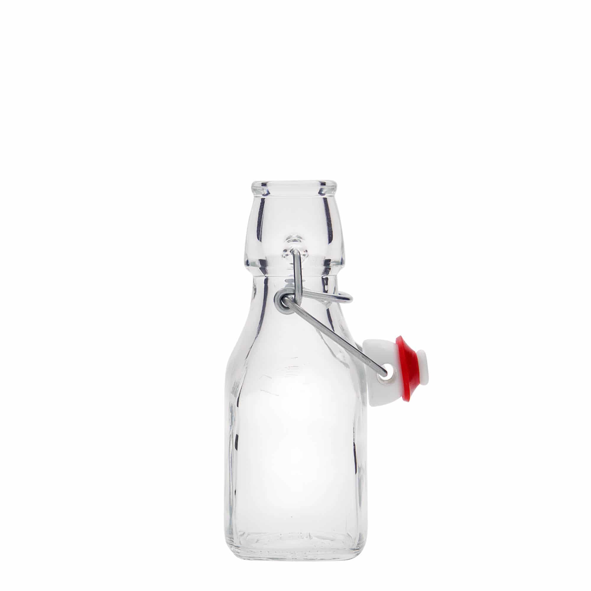 125 ml üvegpalack 'Swing', négyzet alakú, nyílás: patentzár