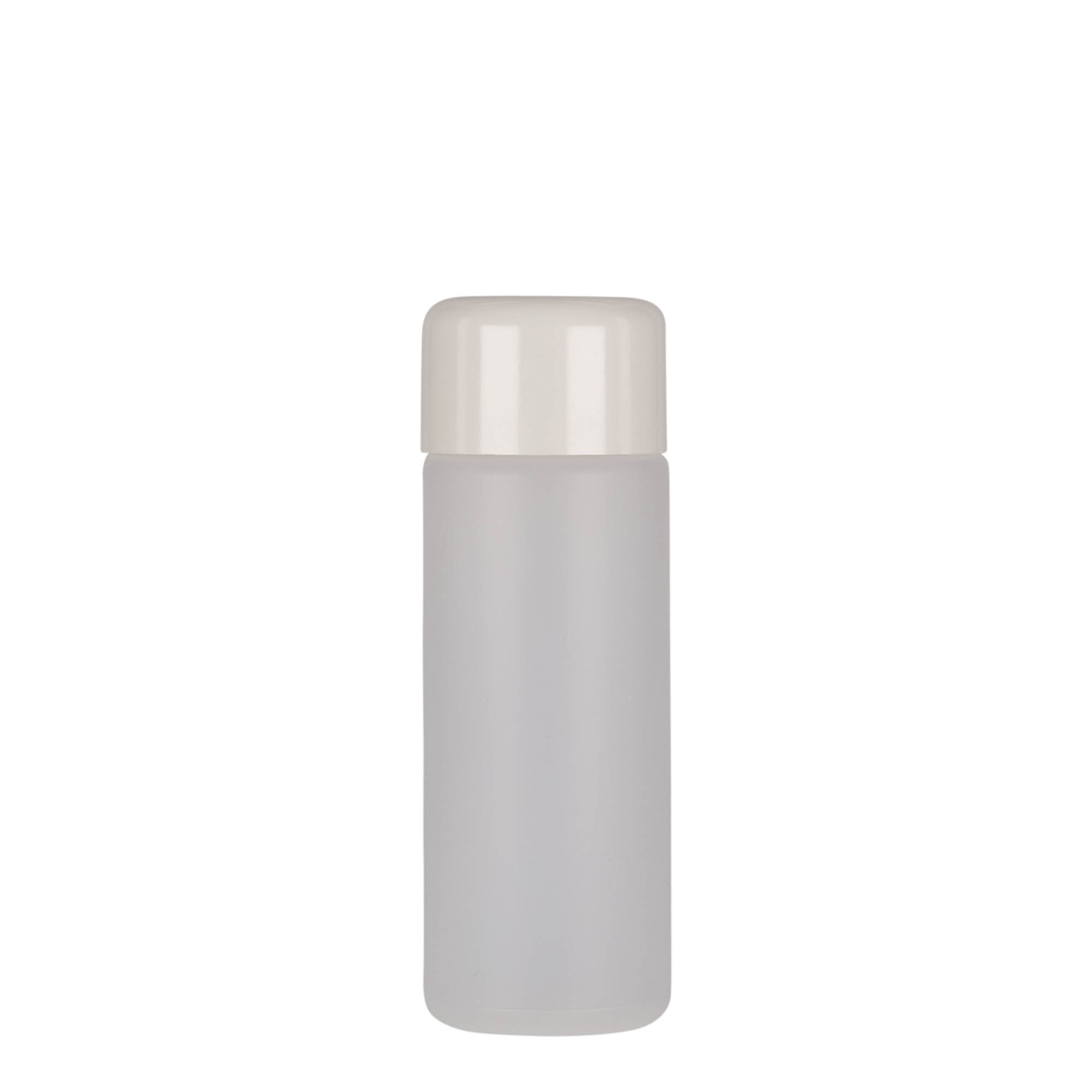 100 ml kerek palack, PE műanyag, természetes, nyílás: csavarzár
