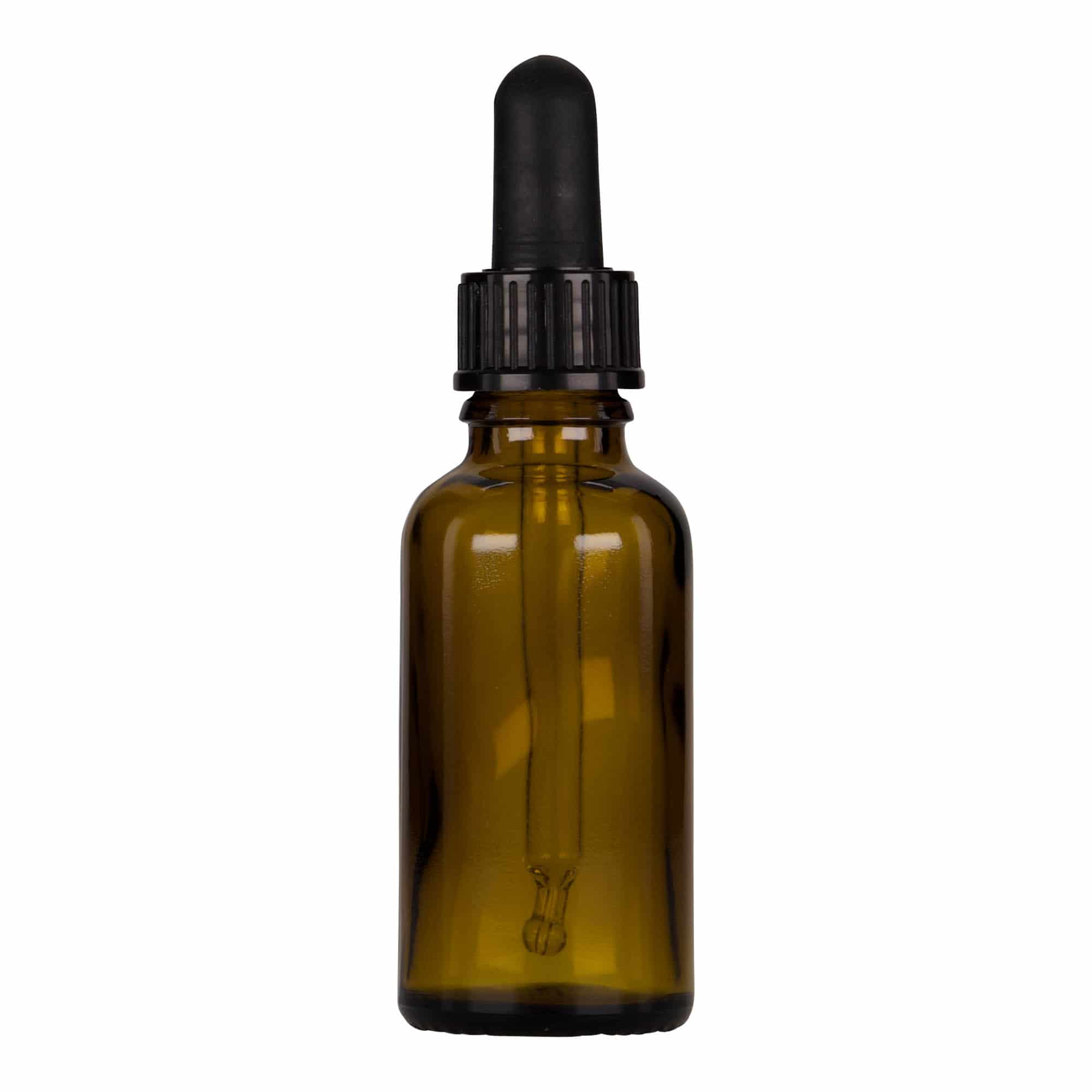 30 ml pipettás üveg, orvosi, üveg, barna-fekete, száj: DIN 18