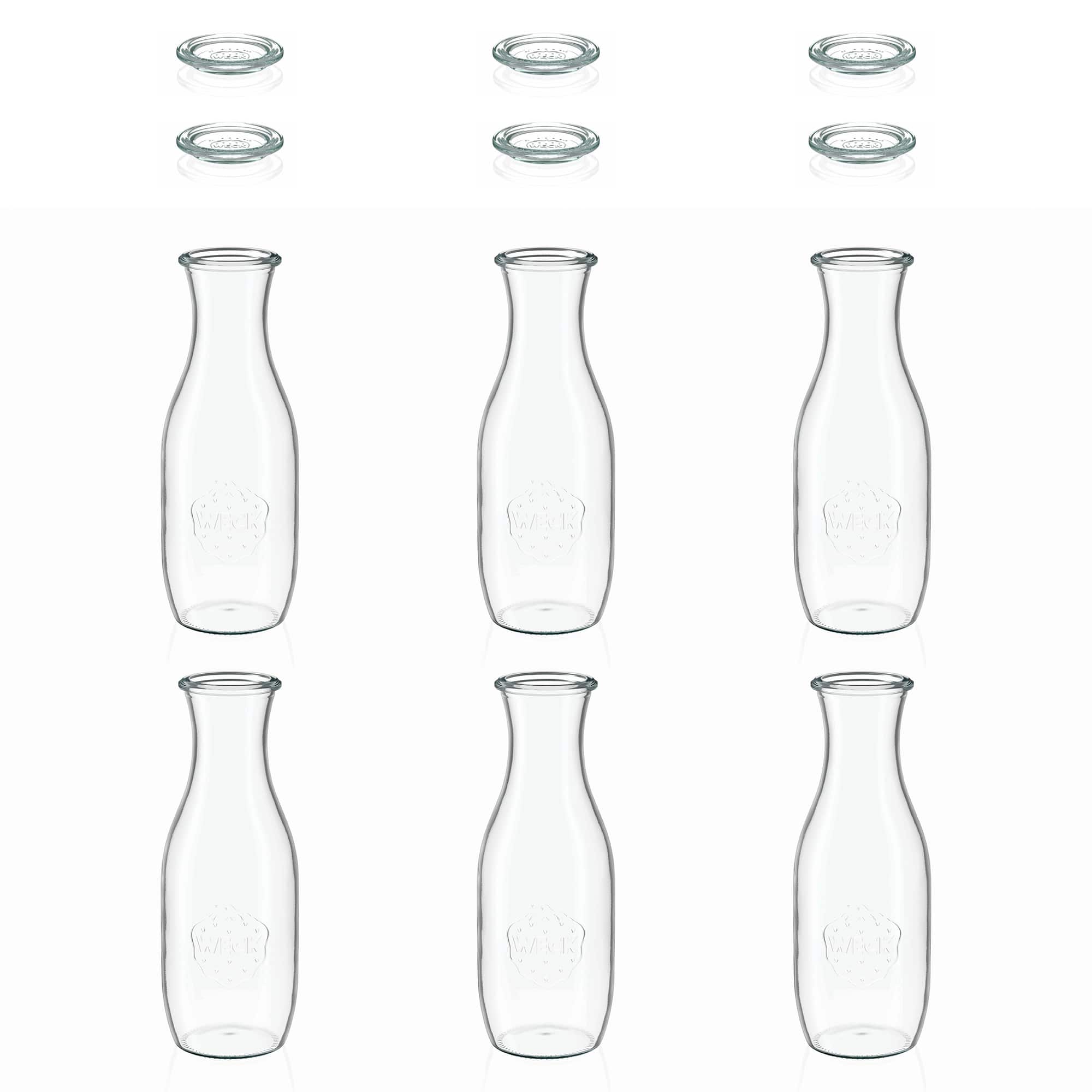 6x 1000 ml WECK gyümölcslé-palack üvegfedéllel RR 60