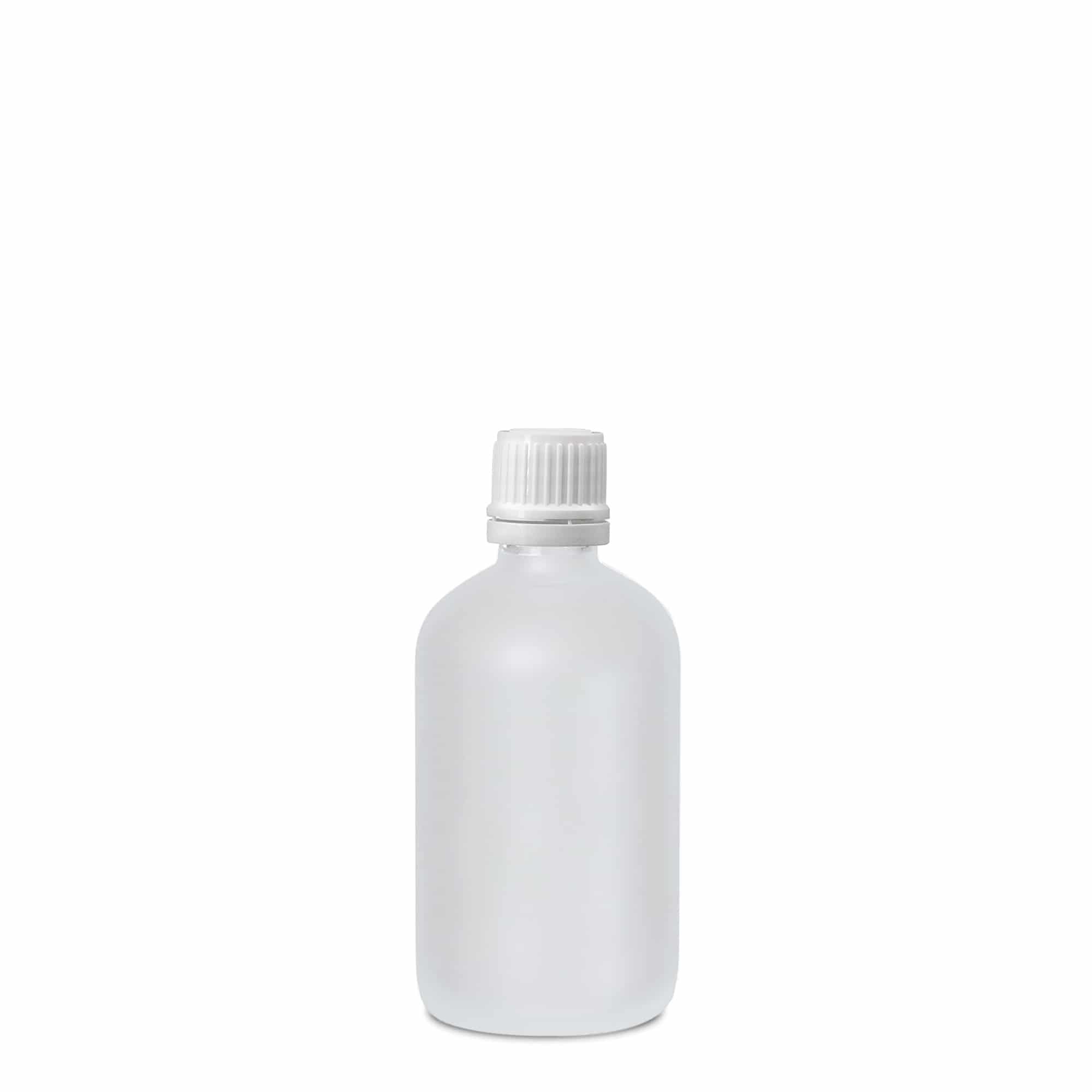 100 ml orvosi üveg, üveg, jegesített, nyílás: DIN 18