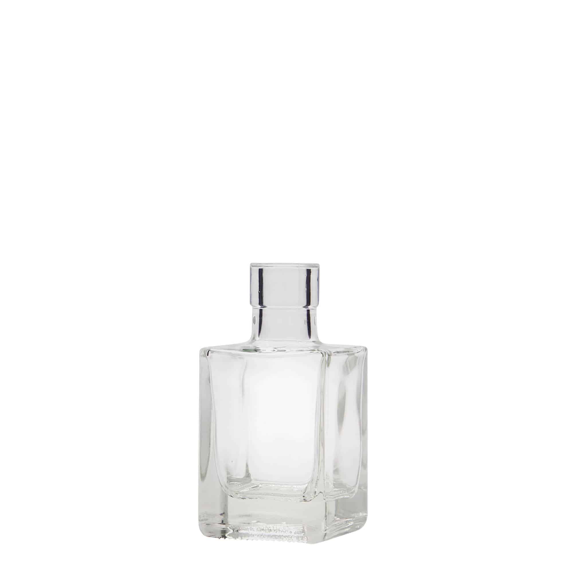 50 ml üveges palack 'Cube', négyszögletes, nyílás: parafa