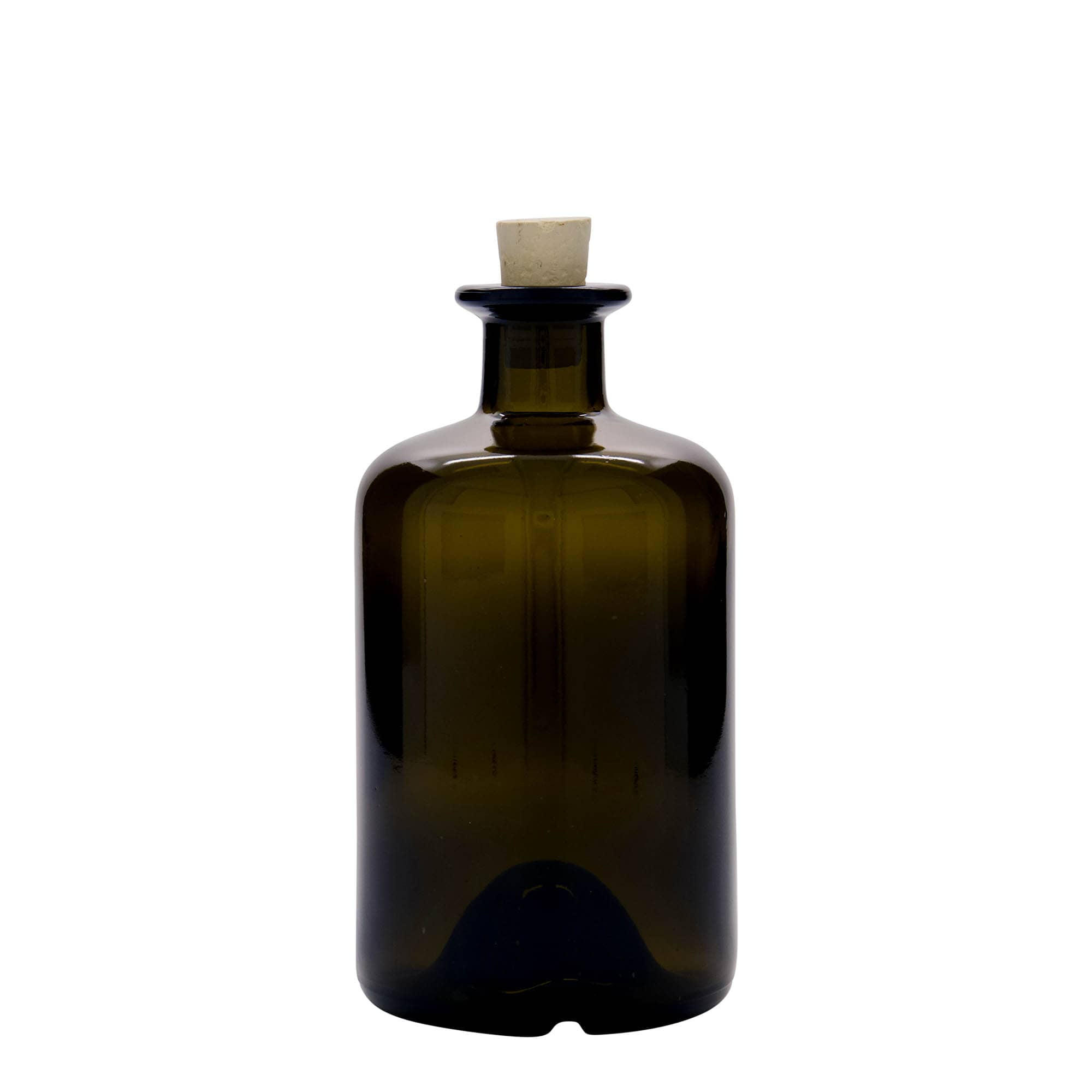 500 ml üvegpalack gyógyszerésznek, antikzöld, nyílás: parafa