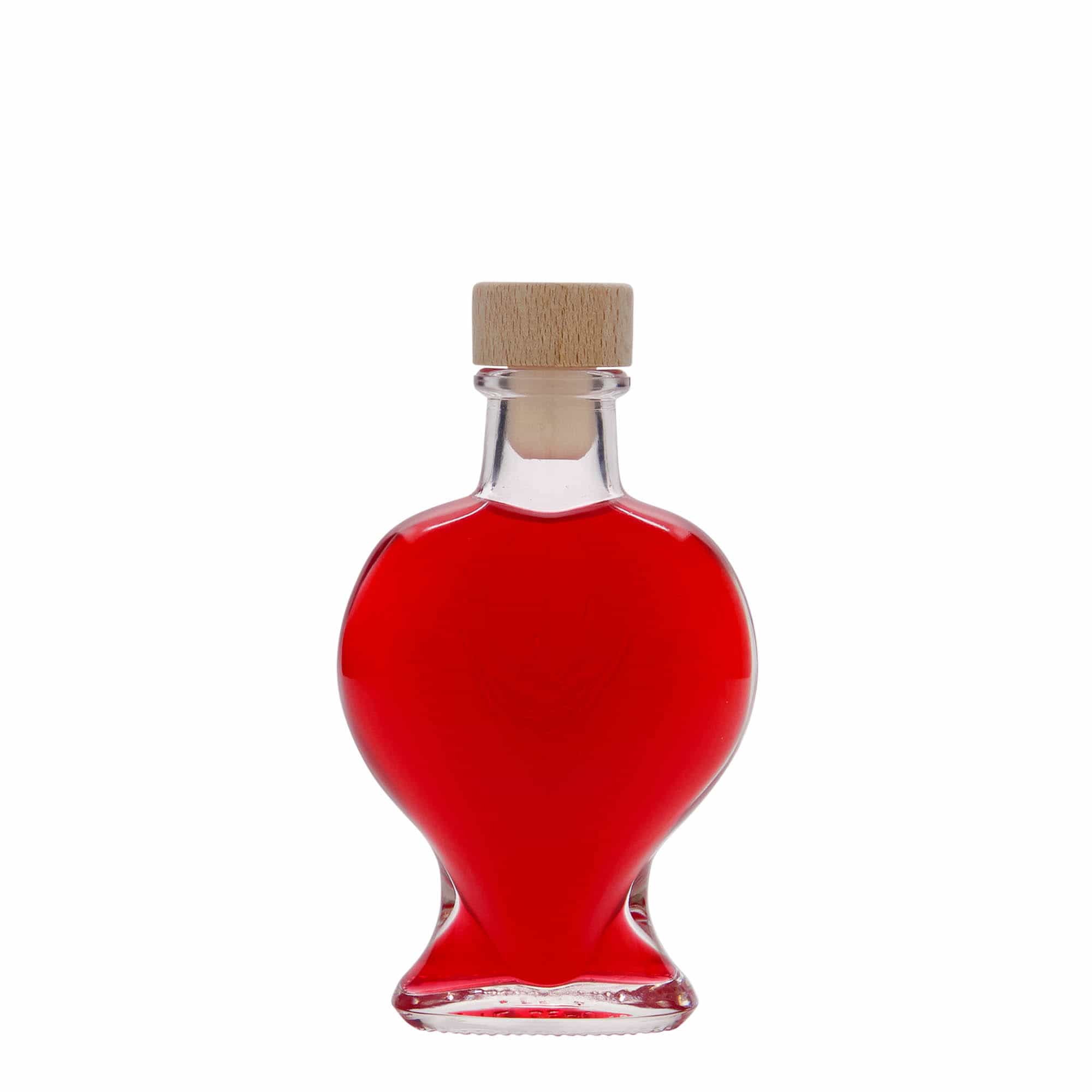 100 ml-es üvegpalack 'Herz', szájnyílás: parafadugó