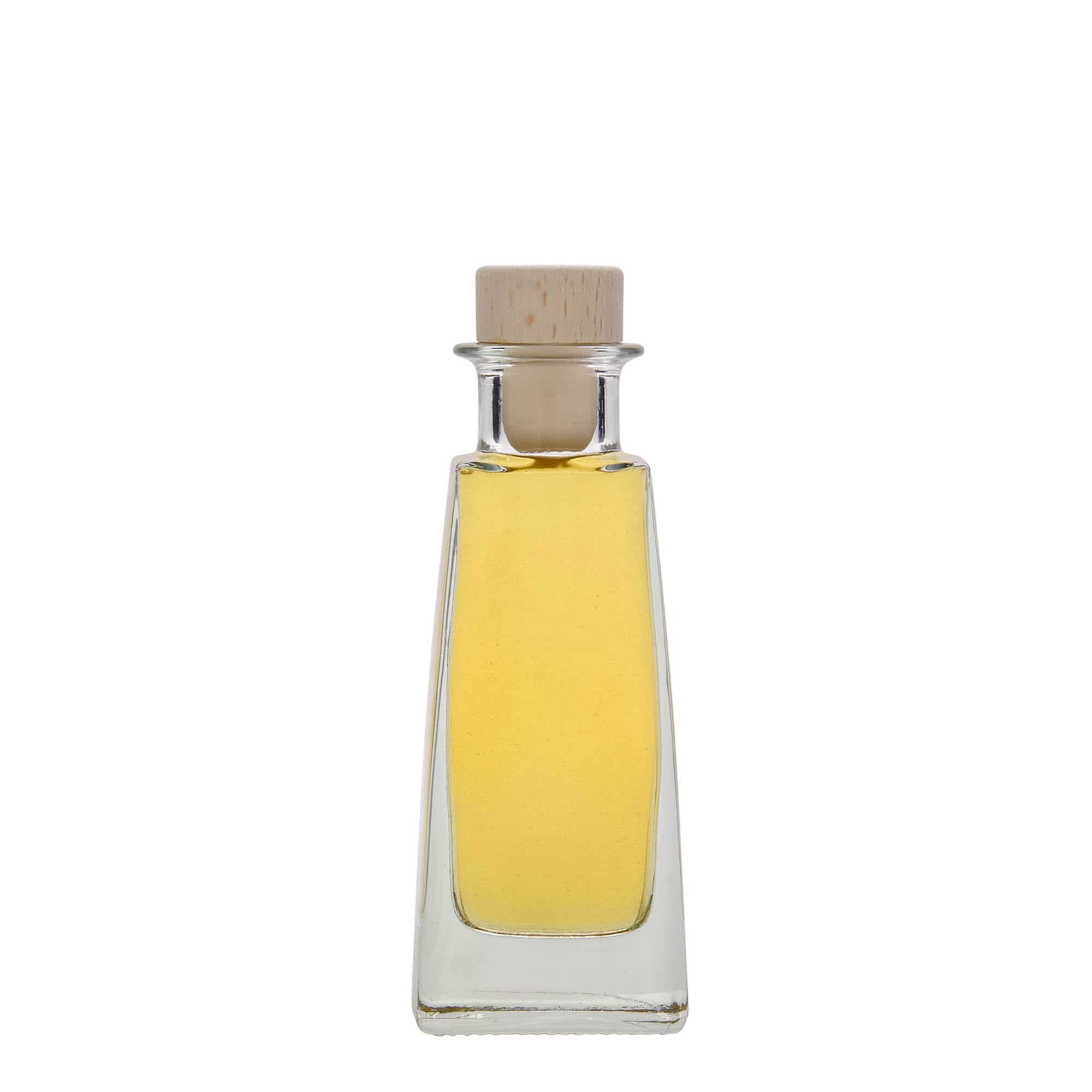 100 ml-es üvegpalack 'Timmy', négyszögletű, szájnyílás: parafadugó