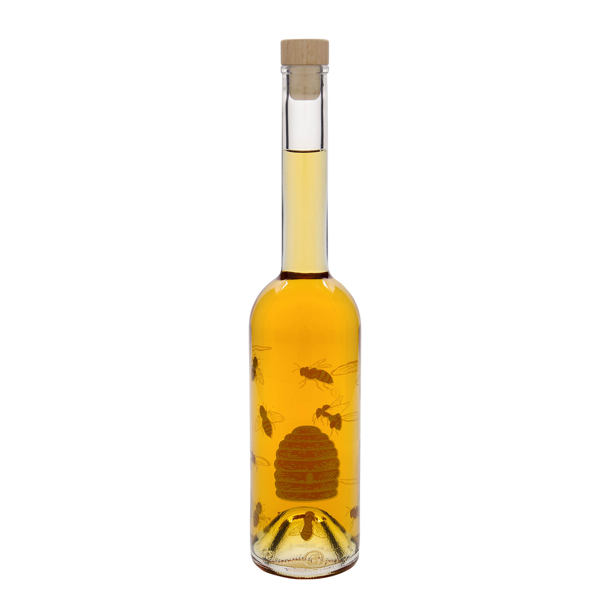 500 ml-es üvegpalack 'Opera', motívum: Méhek, szájnyílás: parafadugó