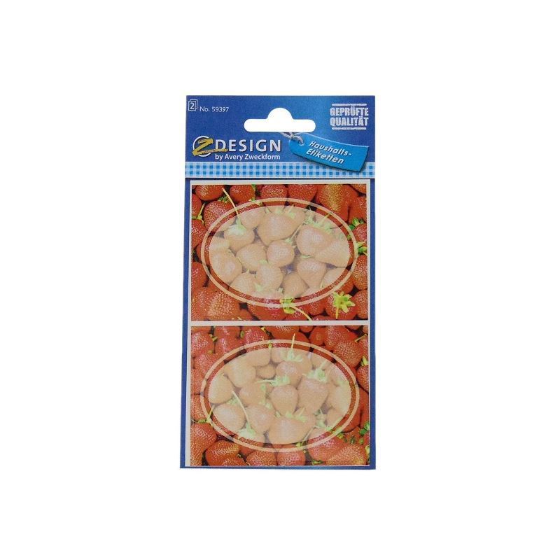 Zweckform címkék 'Erdbeeren', ovális, papír, több színű Zweckform címkék 'Erdbeeren', ovális, papír, több színű