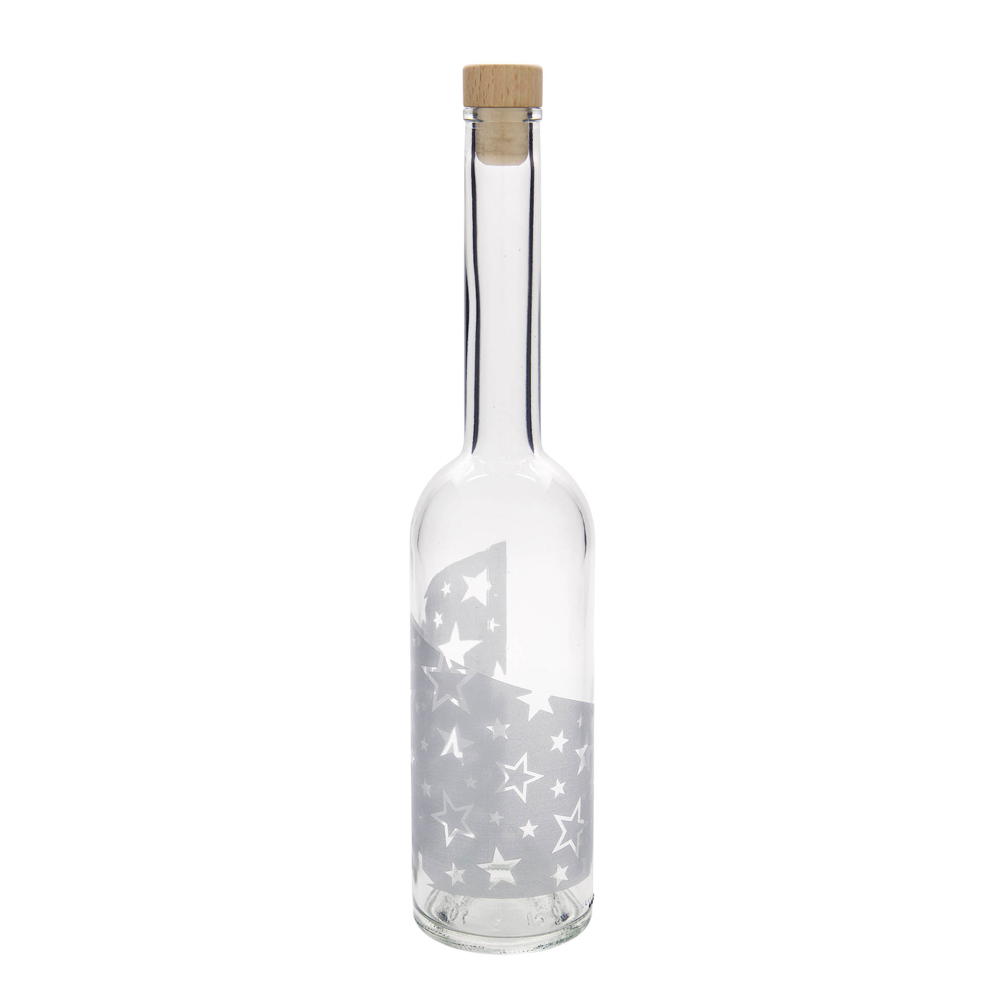 500 ml üvegpalack 'Opera', motívum: ezüstcsillagok, nyílás: parafa 500 ml üvegpalack 'Opera', motívum: ezüstcsillagok, nyílás: parafa