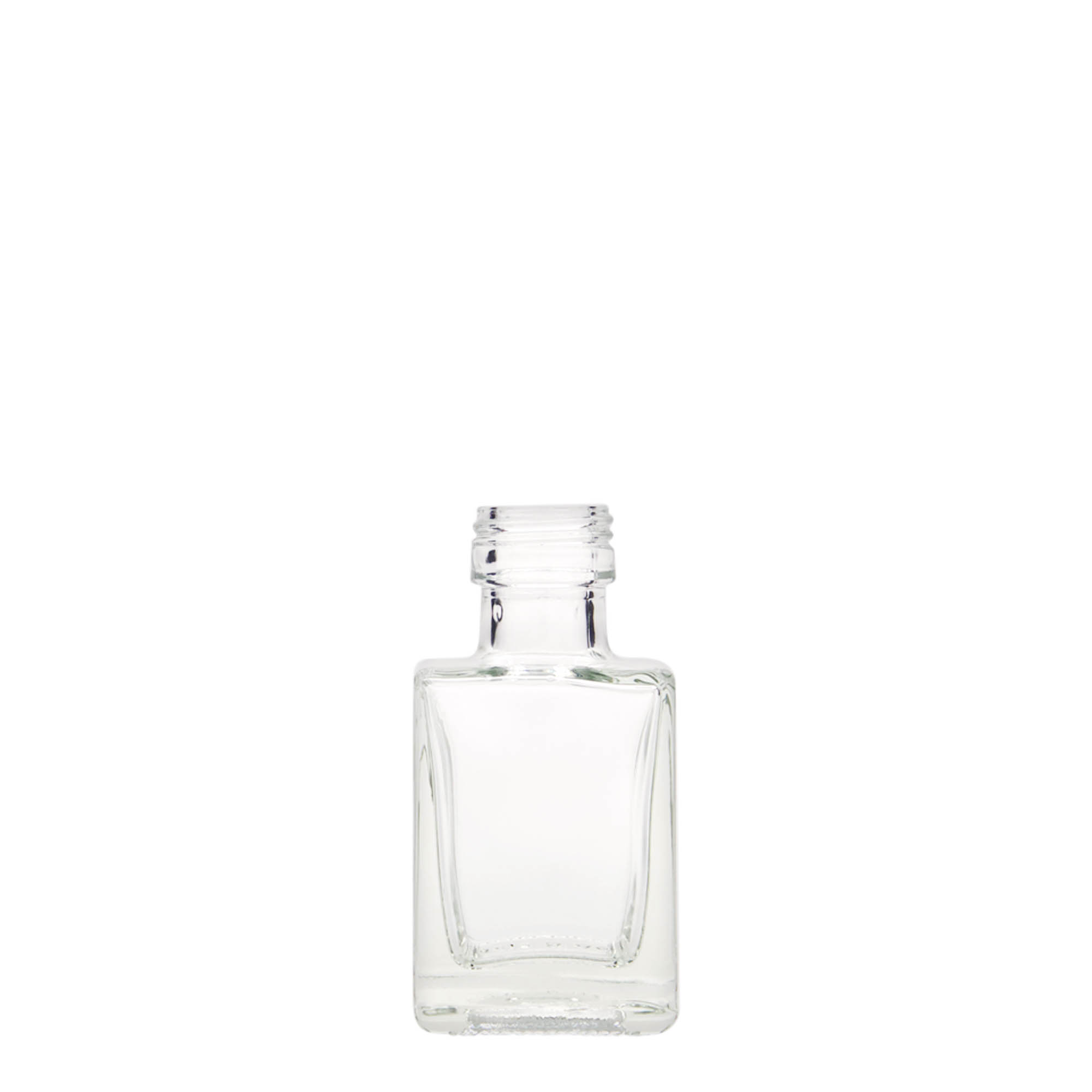 50 ml üvegpalack 'Cube', négyzet alakú, nyílás: PP 24