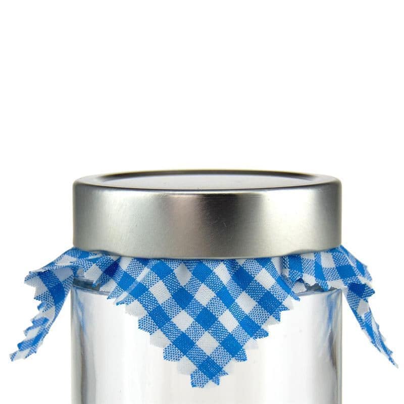 Befőttesüveg-takaró kockás 12x12, négyzet alakú, textil, petrolkék, szájnyílás: TO38-TO53