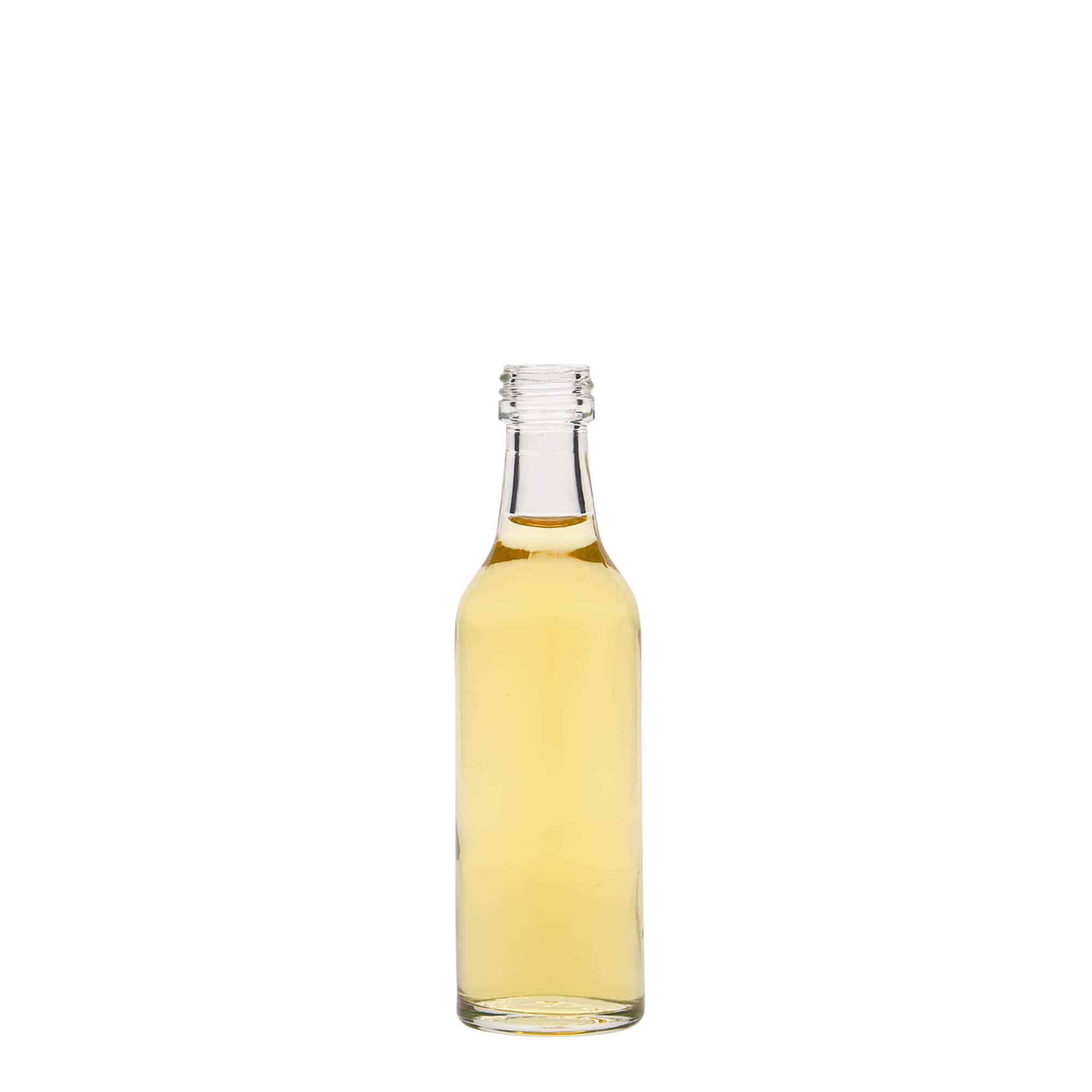 50 ml-es üvegpalack egyenes nyakú, szájnyílás: PP 28