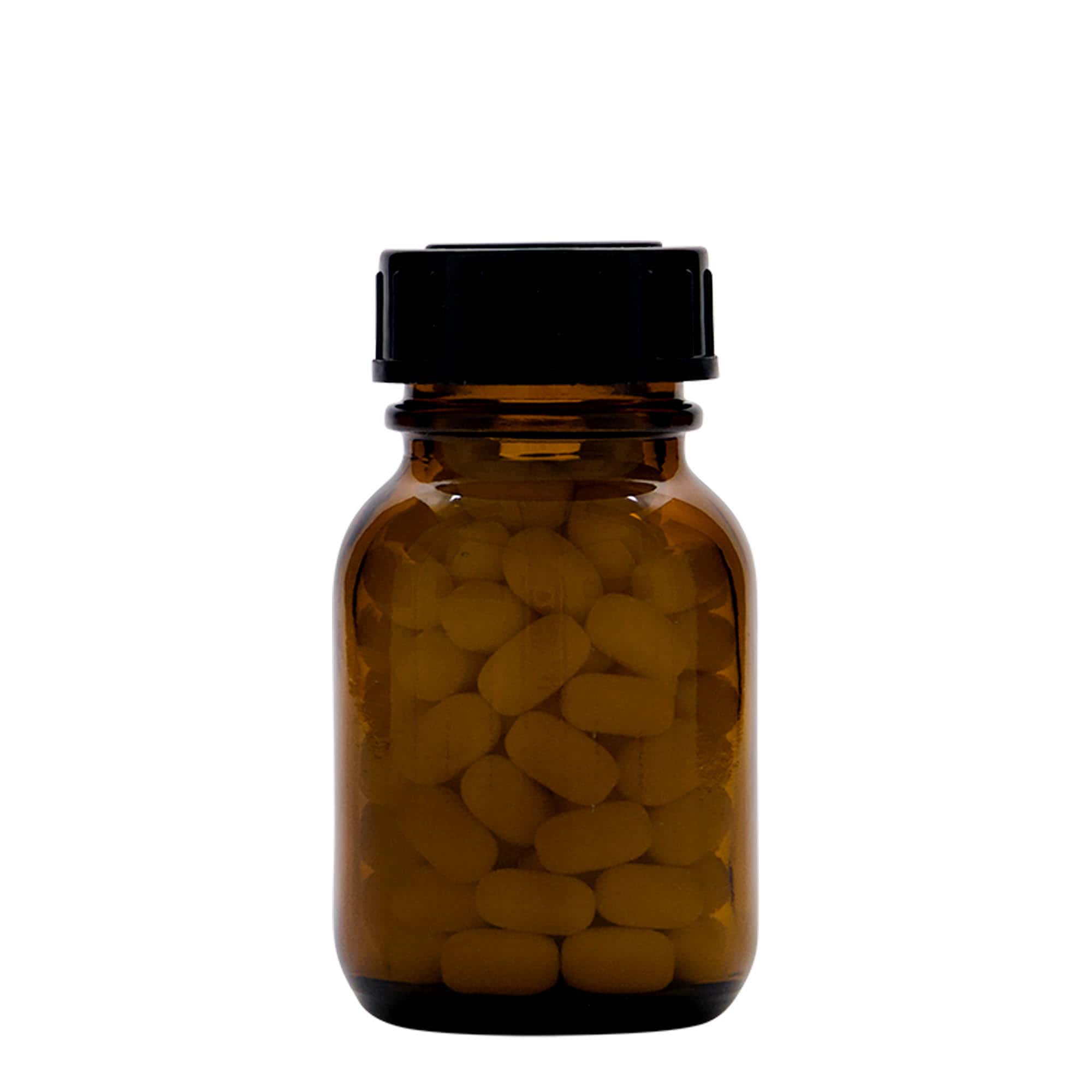 50 ml széles nyakú üveg, barna, nyílás: DIN 32