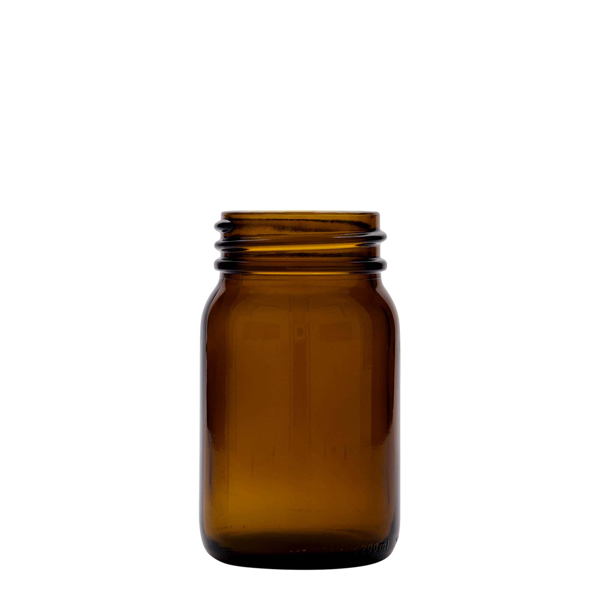 200 ml széles szájú üveg, barna, nyílás: DIN 55