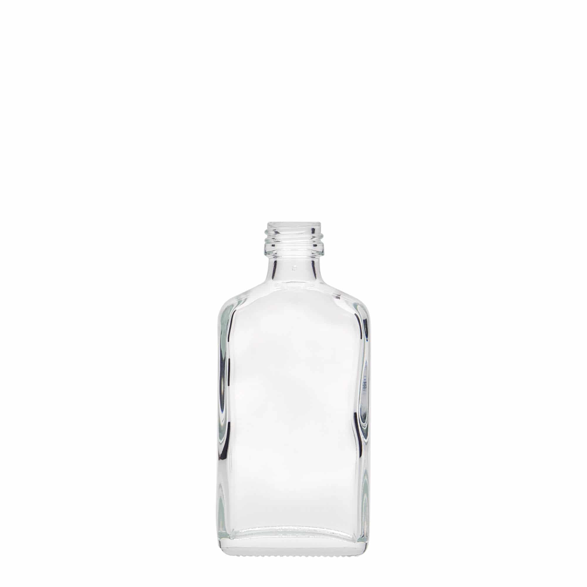 50 ml-es laposüveg, négyszögletű, üveg, szájnyílás: PP 18 50 ml-es laposüveg, négyszögletű, üveg, szájnyílás: PP 18