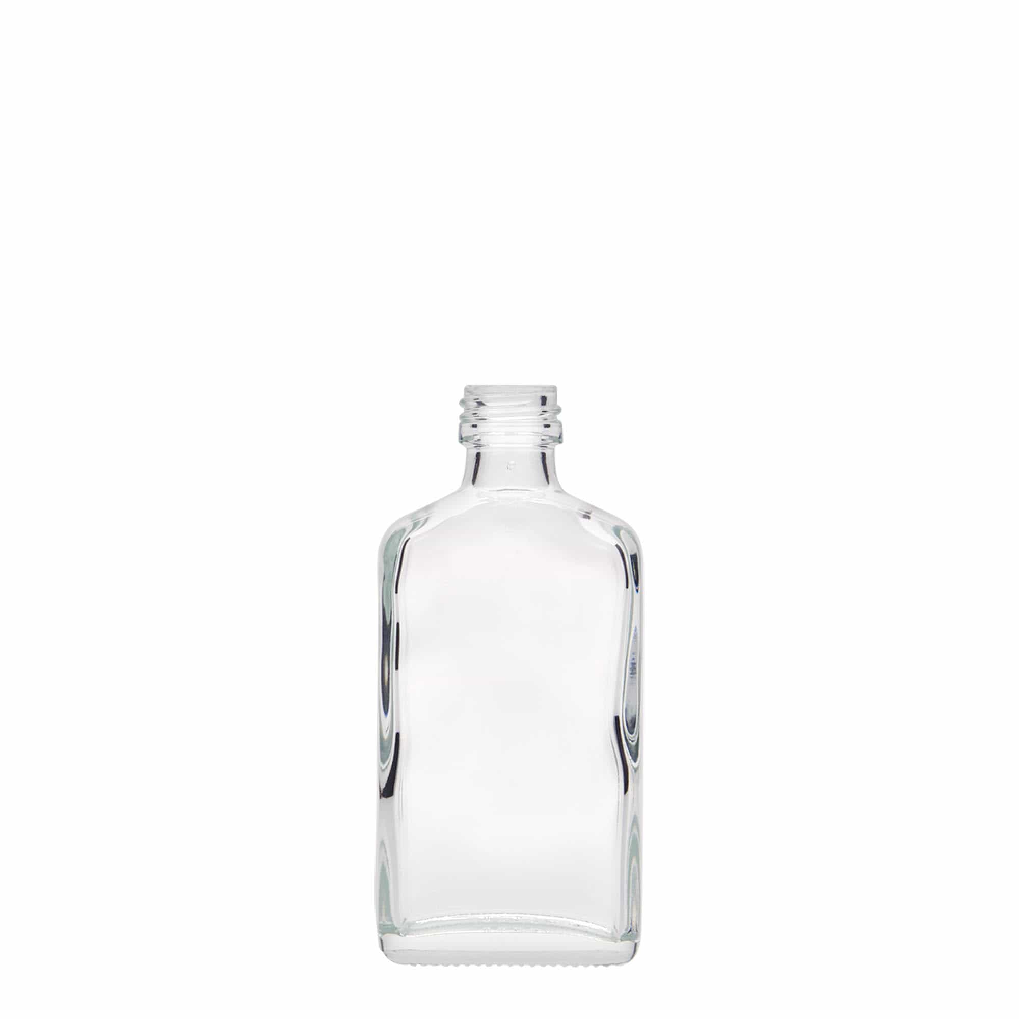 50 ml zsebflakon, téglalap alakú, üveg, nyílás: PP 18