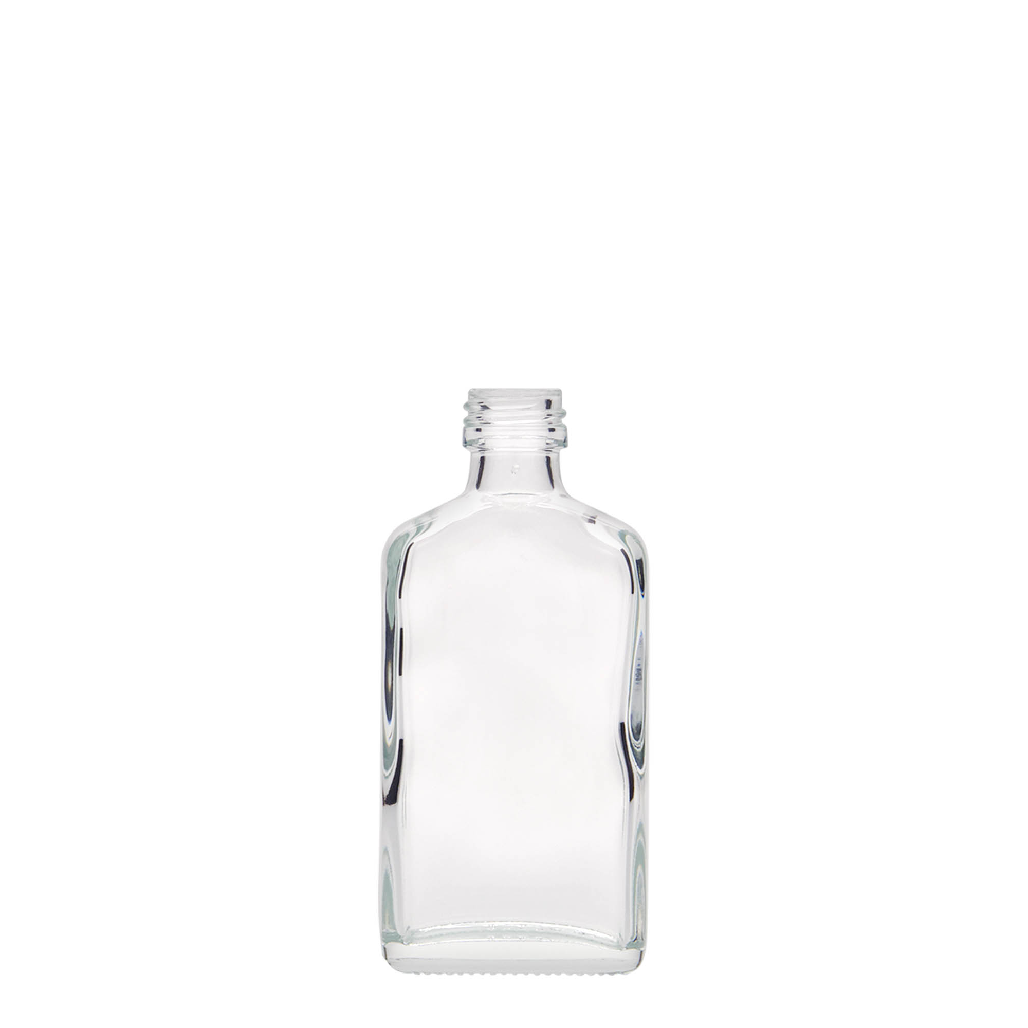 50 ml zsebflakon, téglalap alakú, üveg, nyílás: PP 18