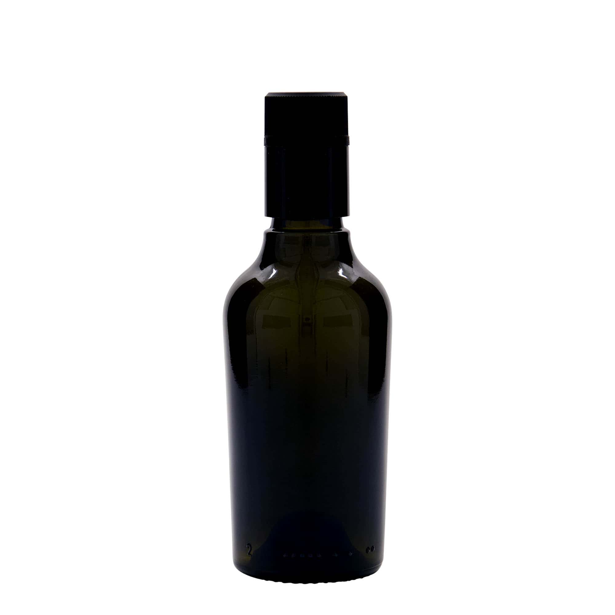 250 ml ecet-/olajüveg 'Oleum', üveg, antikzöld, nyílás: DOP