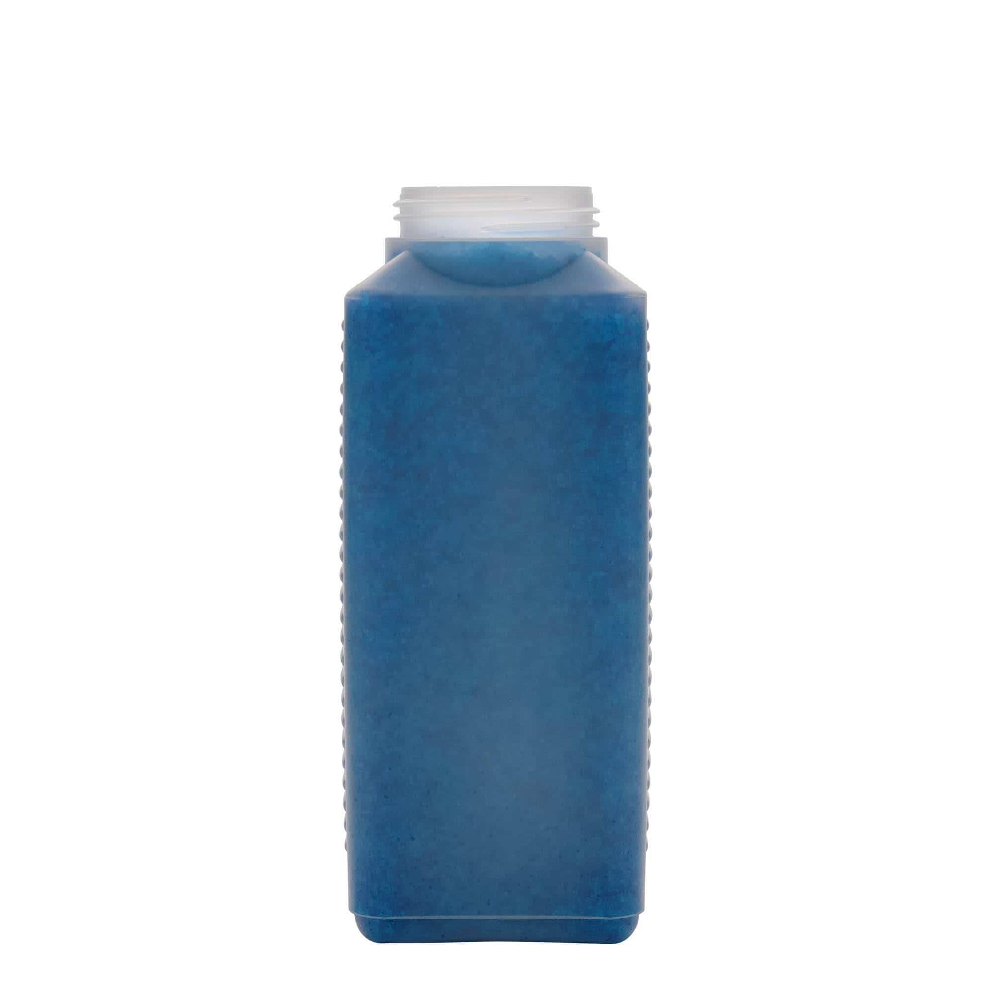 1.000 ml széles nyakú palack, téglalap alakú, HDPE műanyag, natúr, nyílás: DIN 60 EPE