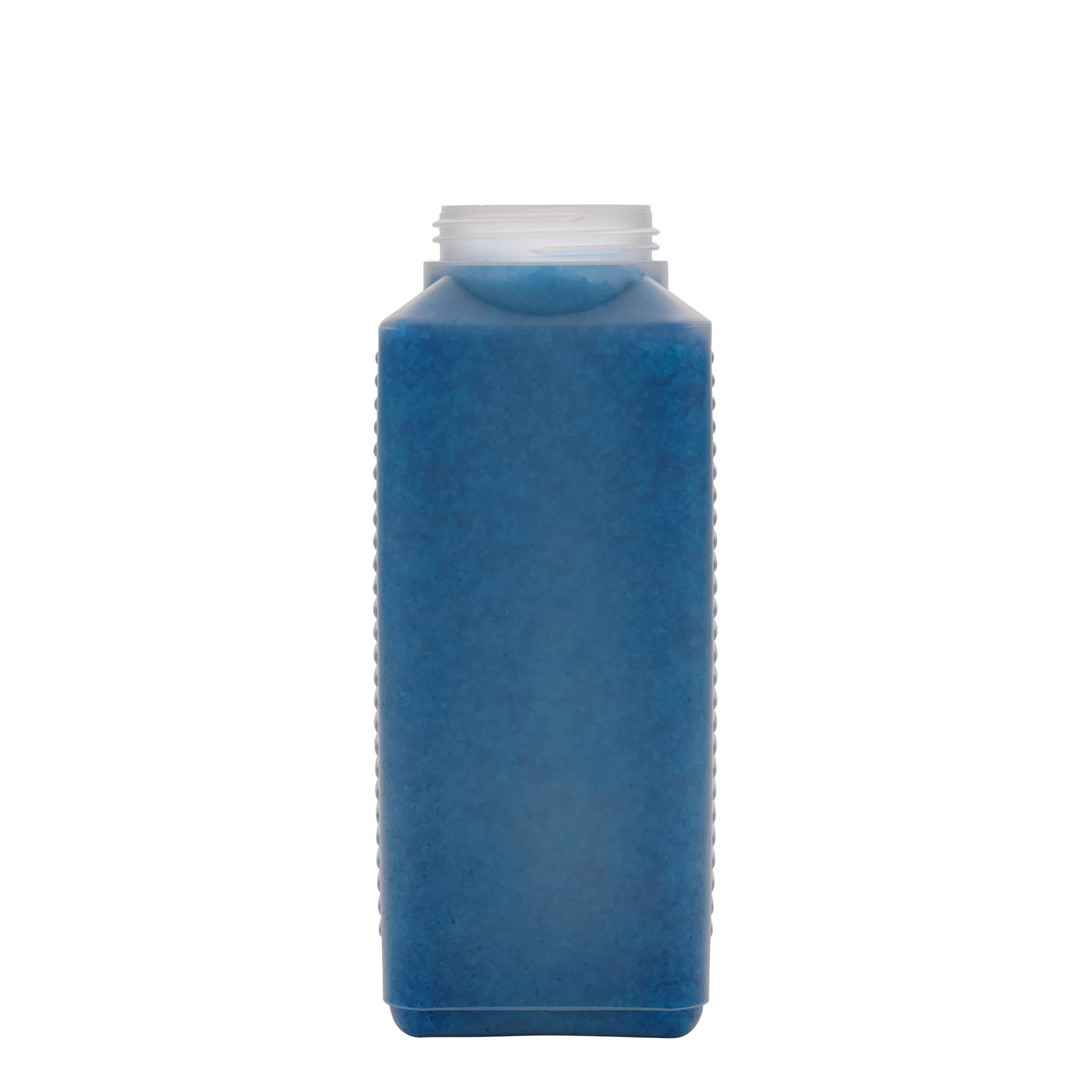 1.000 ml széles nyakú palack, téglalap alakú, HDPE műanyag, natúr, nyílás: DIN 60 EPE