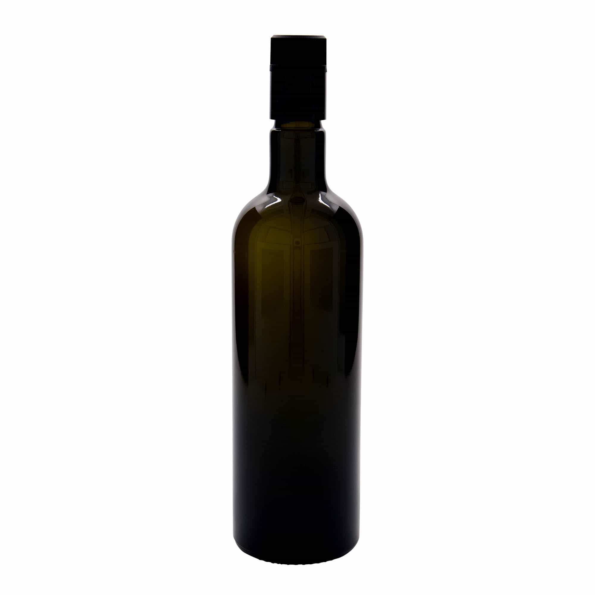 750 ml-es ecetes/olajos palack 'Willy New', üveg, antikzöld, szájnyílás: DOP