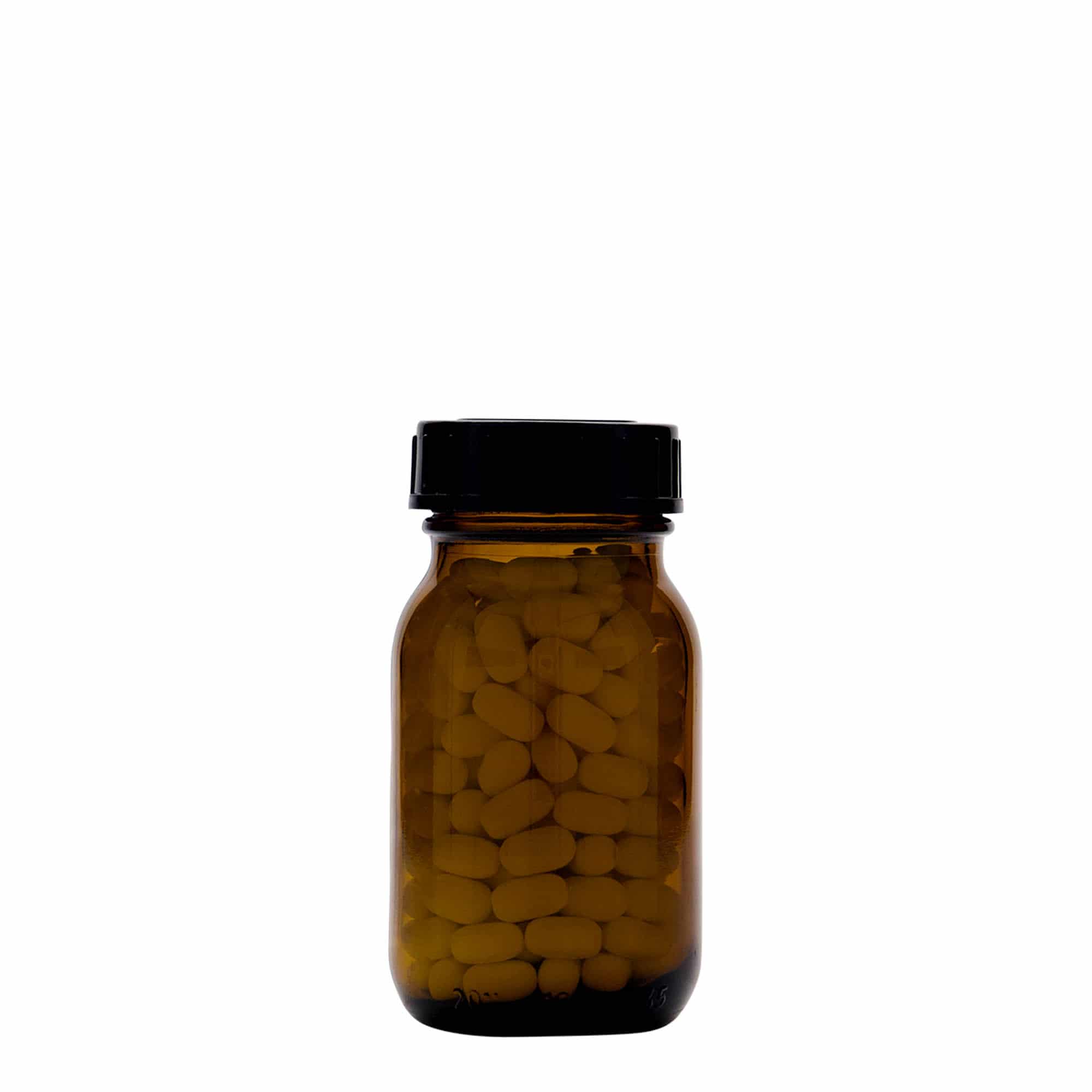 100 ml széles szájú üveg, barna, nyílás: DIN 40