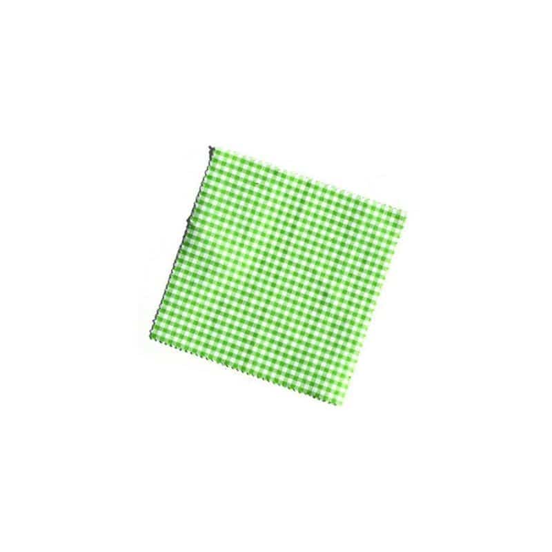Befőttesüveg-takaró kockás 15x15, négyzet alakú, textil, hárszöld, szájnyílás: TO58-TO82