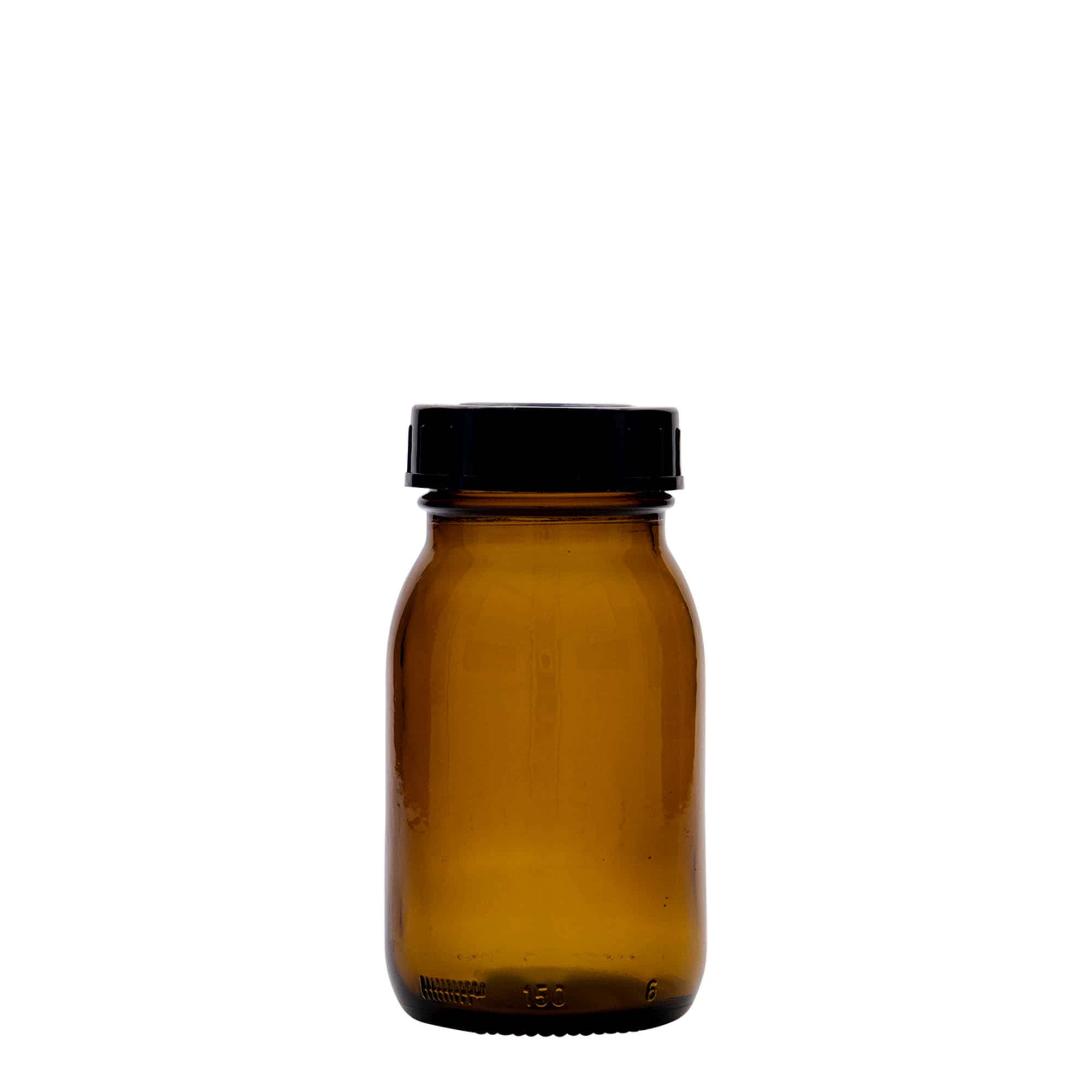 150 ml széles szájú üveg, barna, nyílás: DIN 45