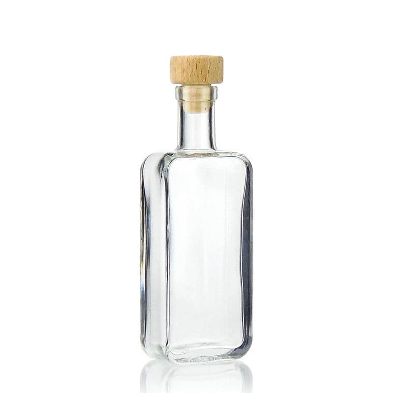100 ml-es üvegpalack 'Nice', négyszögletű, szájnyílás: parafadugó