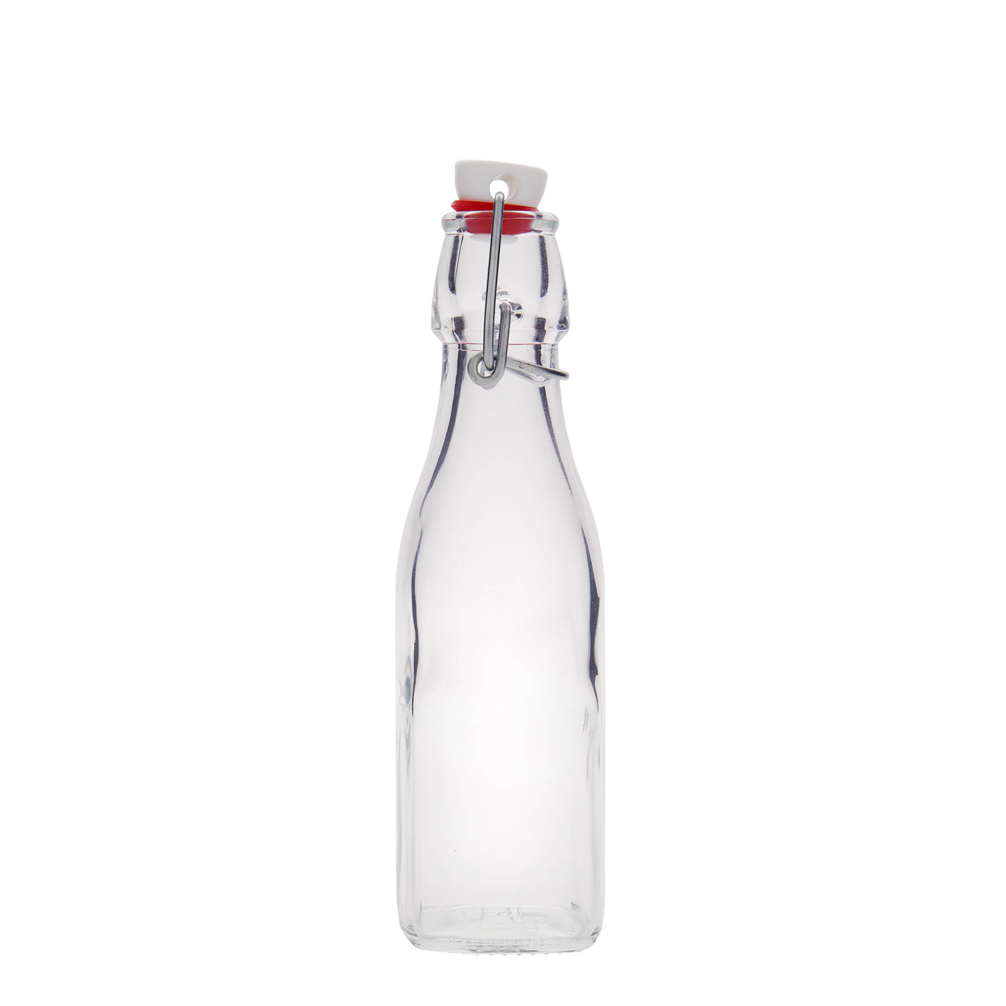 250 ml üveges palack 'Swing, négyzet alakú, nyílás: csatos záróelem' 250 ml üveges palack 'Swing, négyzet alakú, nyílás: csatos záróelem'
