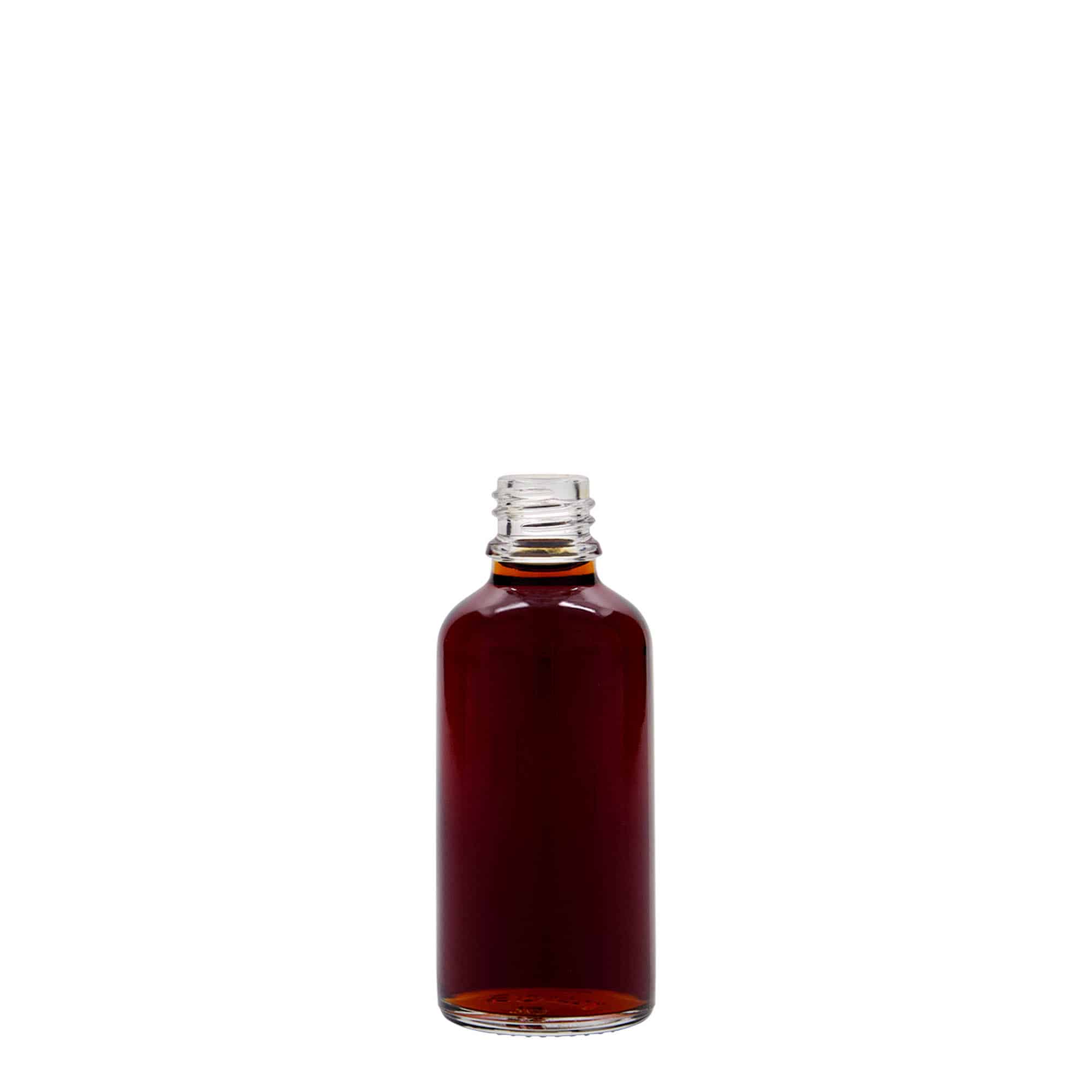 50 ml-es patikai üveg, üveg, szájnyílás: DIN 18