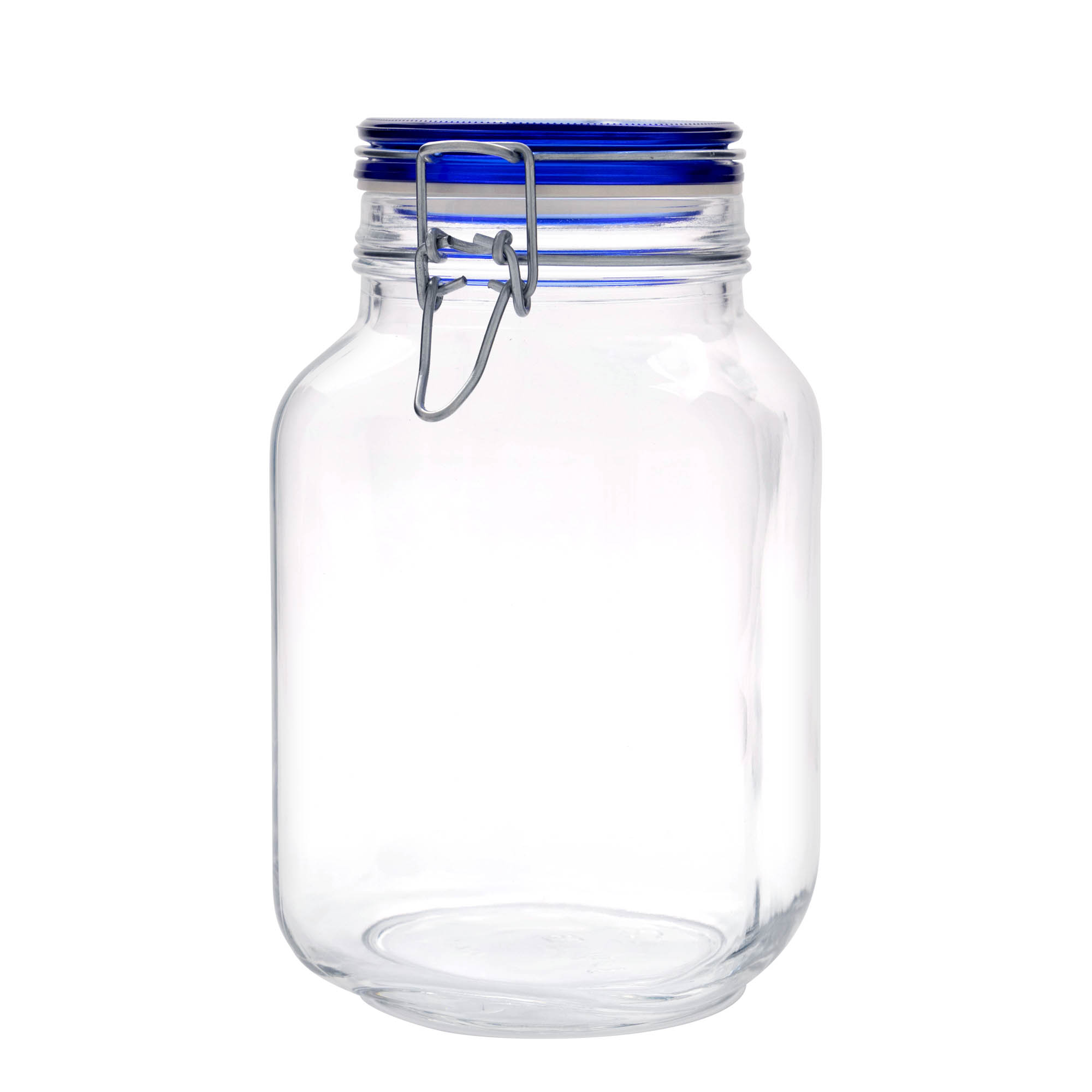 2000 ml-es fémcsatos üveg 'Fido' Blue Top, négyzet alakú, szájnyílás: fémcsatos zár
