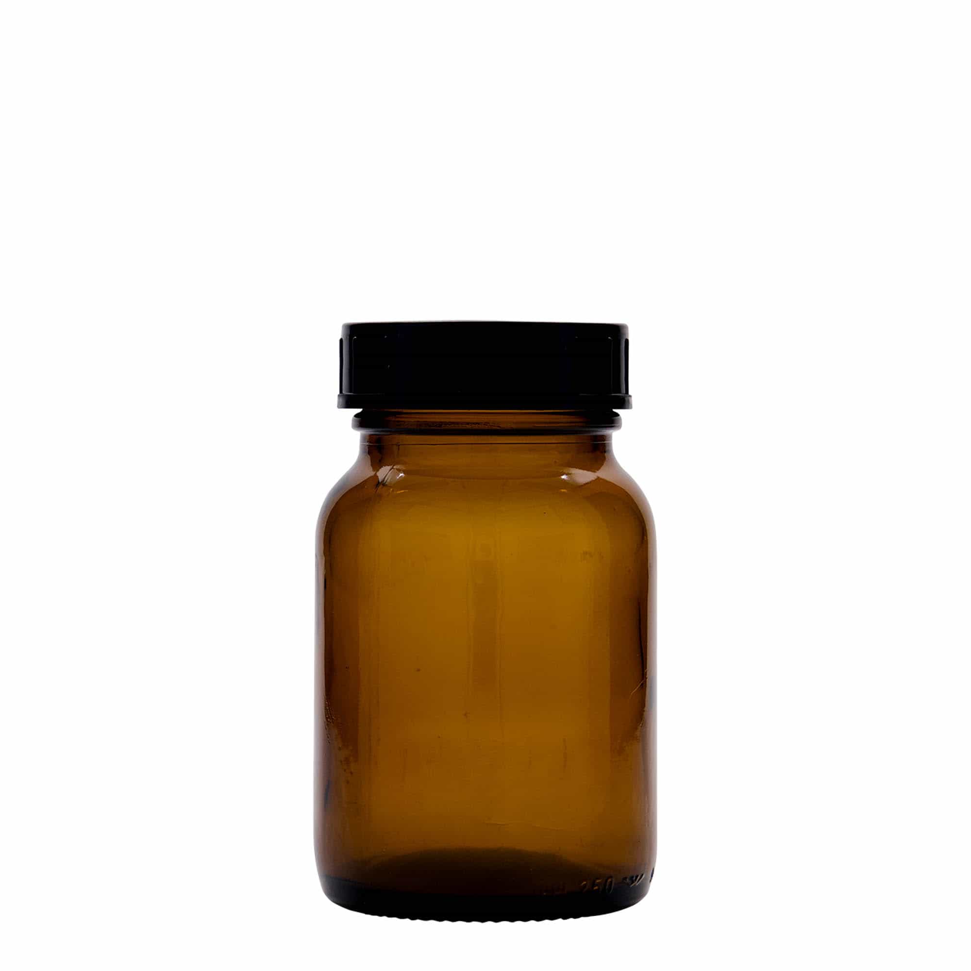 250 ml-es széles nyakú üveg, barna, szájnyílás: DIN 55