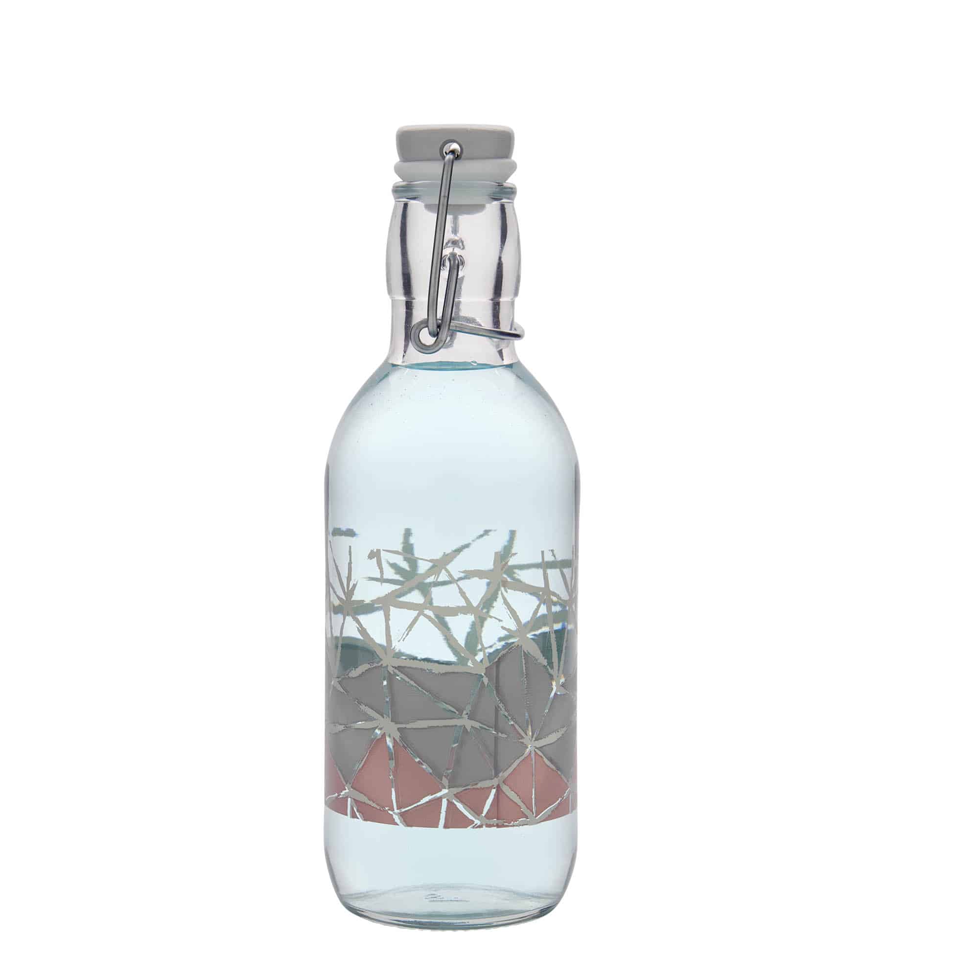 500 ml üveges palack Emilia nyomtatással 'Manolibera rosa', nyílás: patentzár