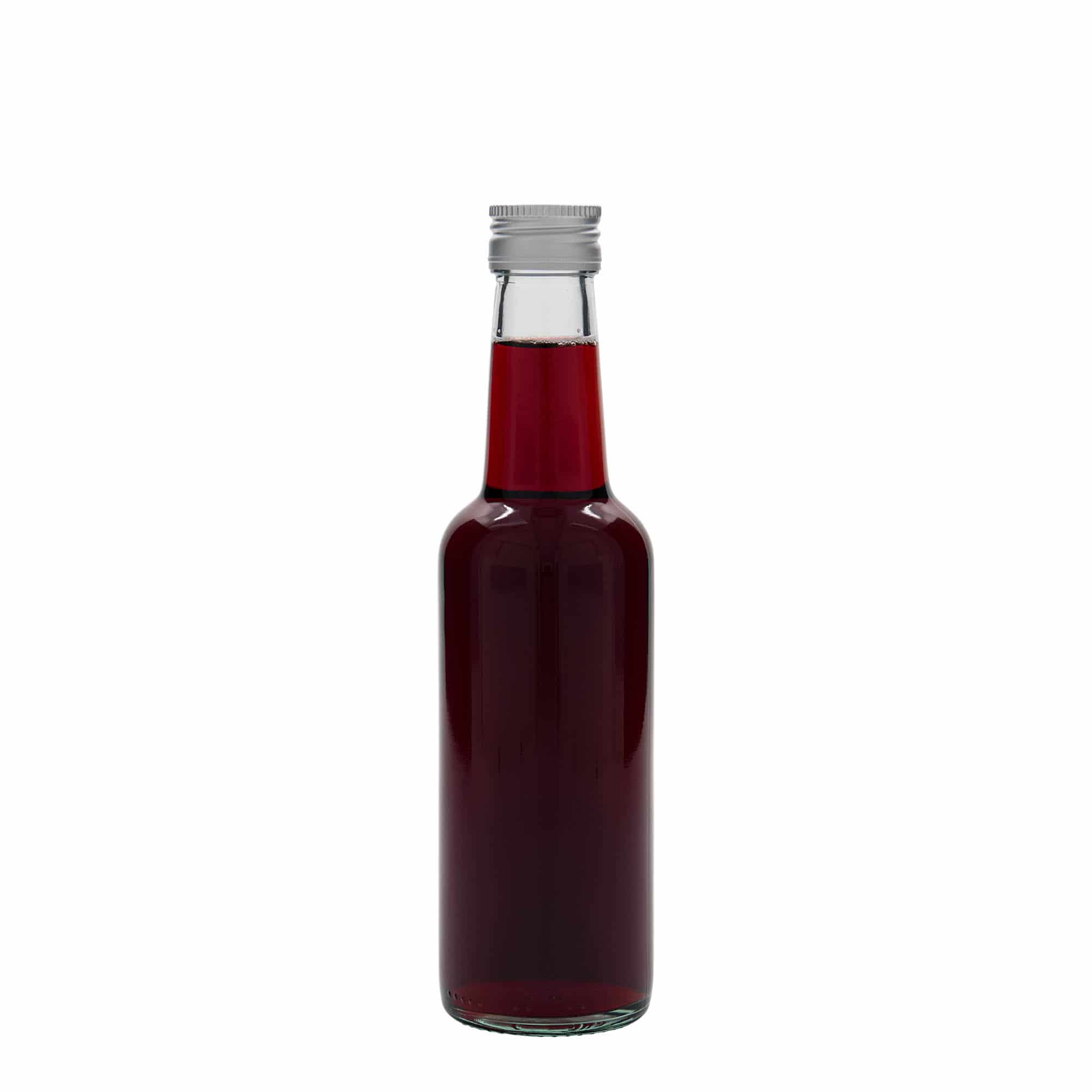 250 ml-es üvegpalack egyenes nyakú, szájnyílás: PP 28
