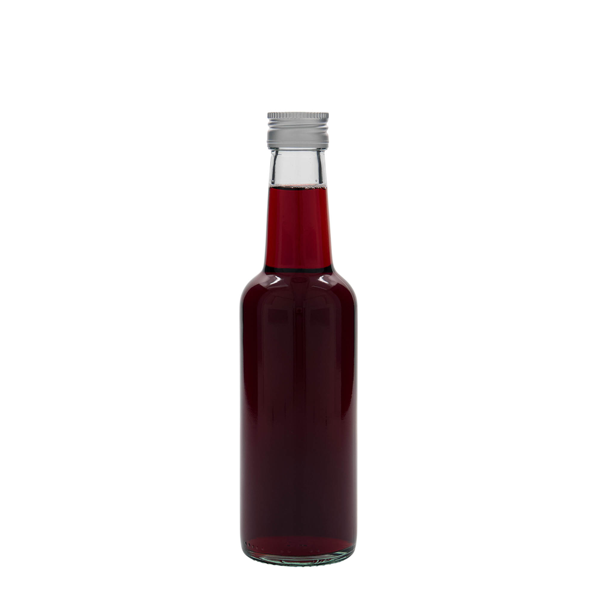 250 ml üvegpalack egyenes nyakkal, nyílás: PP 28 250 ml üvegpalack egyenes nyakkal, nyílás: PP 28