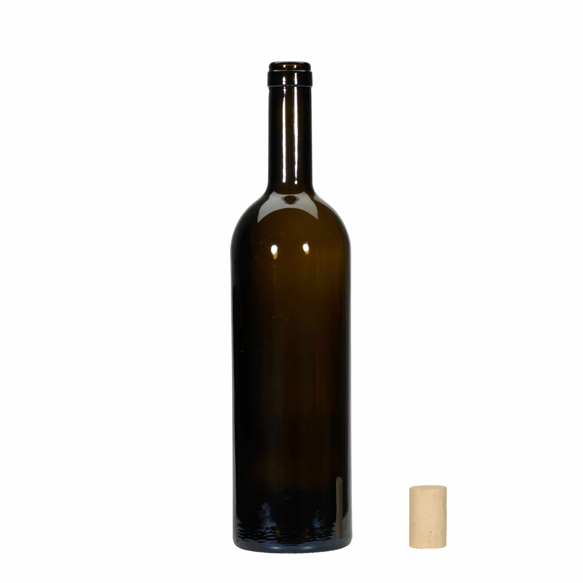 750 ml-es borospalack 'Golia', antikzöld, szájnyílás: parafadugó