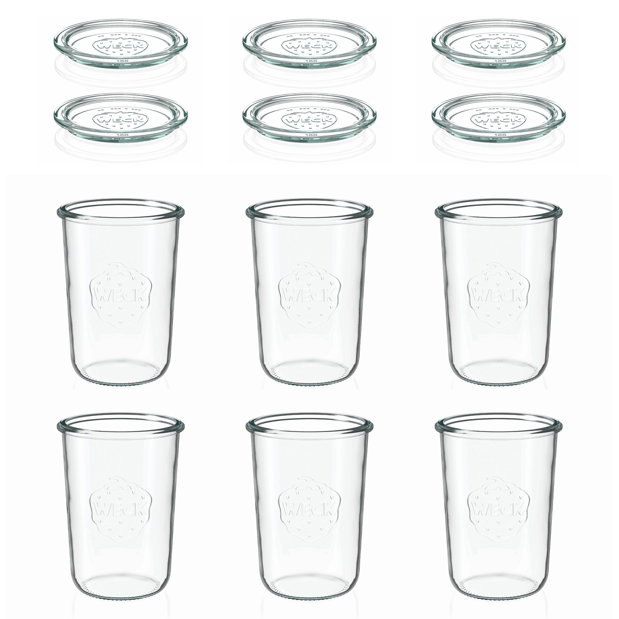 6x 850 ml Felfordítható WECK-üveg üvegfedéllel RR 100