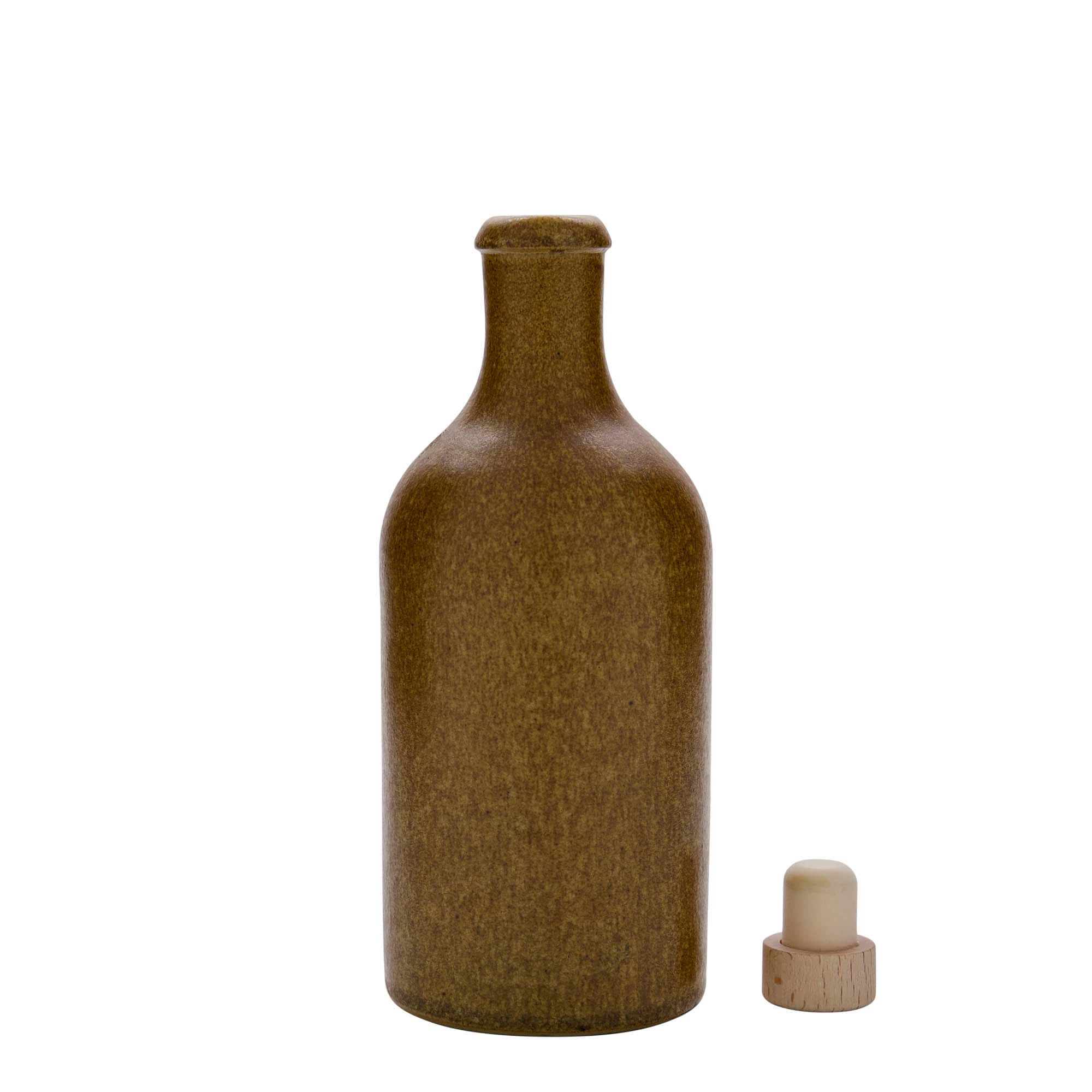 500 ml agyagedény, kőedény, barna-kristály, száj: parafa