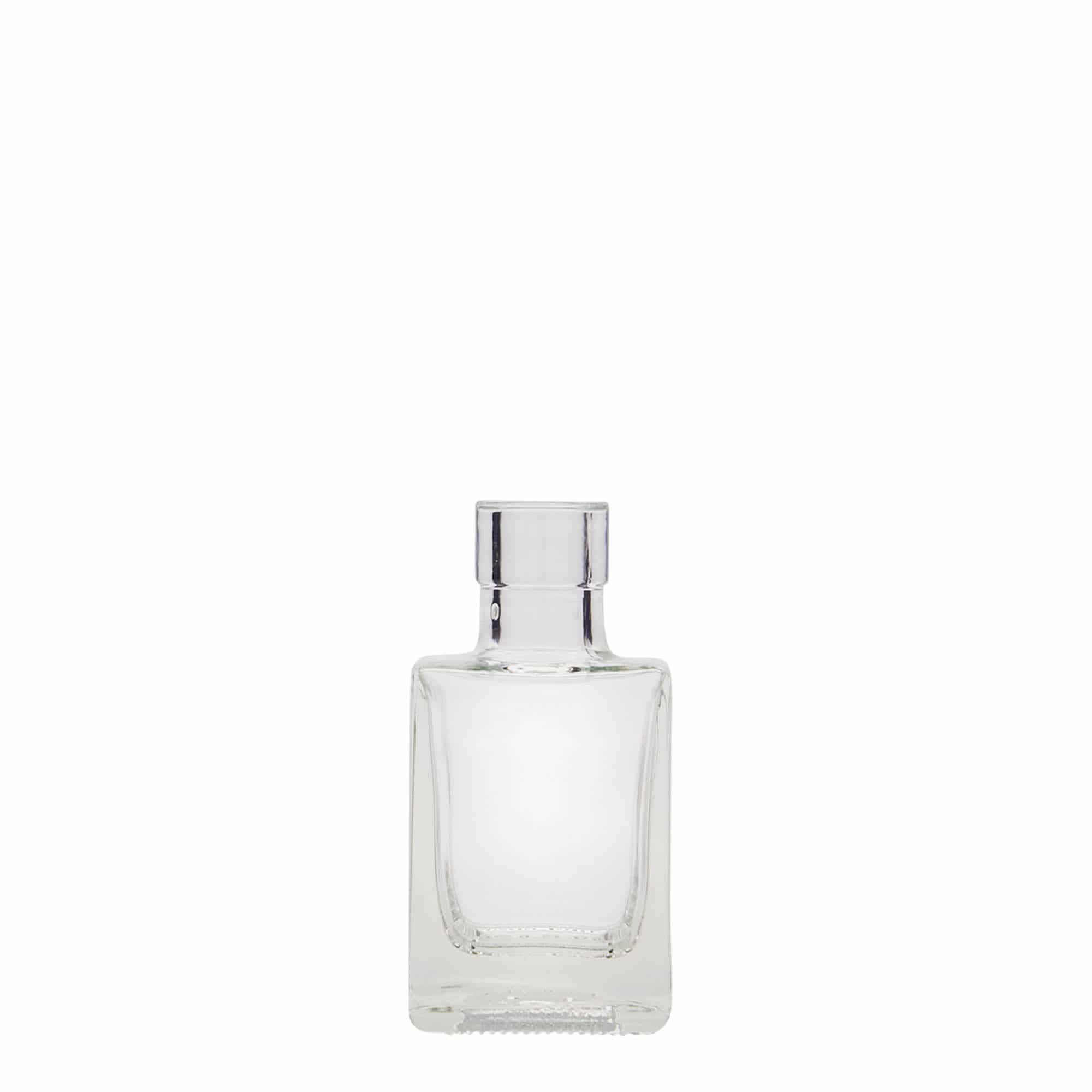 50 ml üveges palack 'Cube', négyszögletes, nyílás: parafa