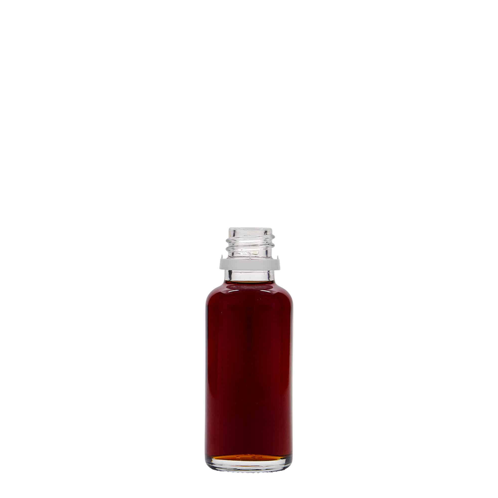 30 ml-es patikai üveg, üveg, szájnyílás: DIN 18