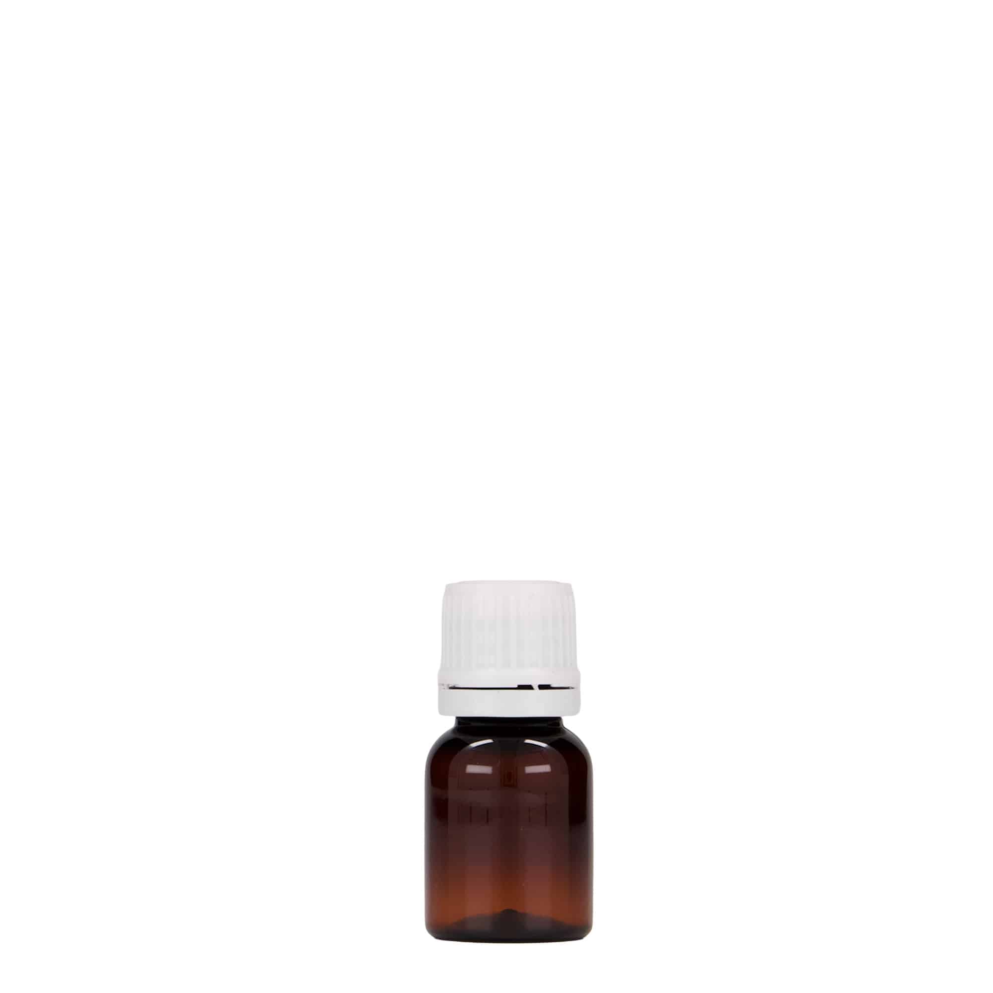 10 ml-es PET-patikai üveg 'Easy Living', barna, műanyag, szájnyílás: DIN 18
