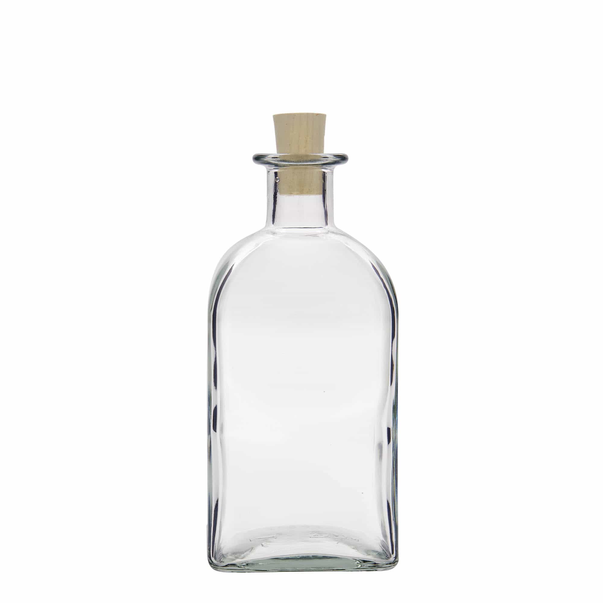 500 ml üvegpalack Apotheker Carré, négyzet alakú, nyílás: parafa dugó